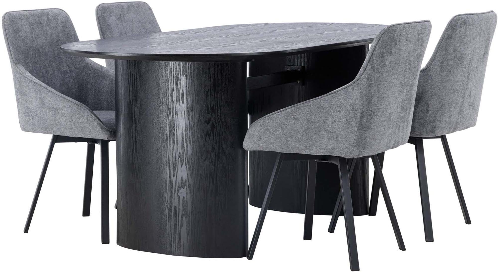 Elegantes Esstischset Isolde mit 4 komfortablen Rosie-Stühlen, 180 cm, ideal für gesellige Abende und stilvolle Esszimmergestaltung.