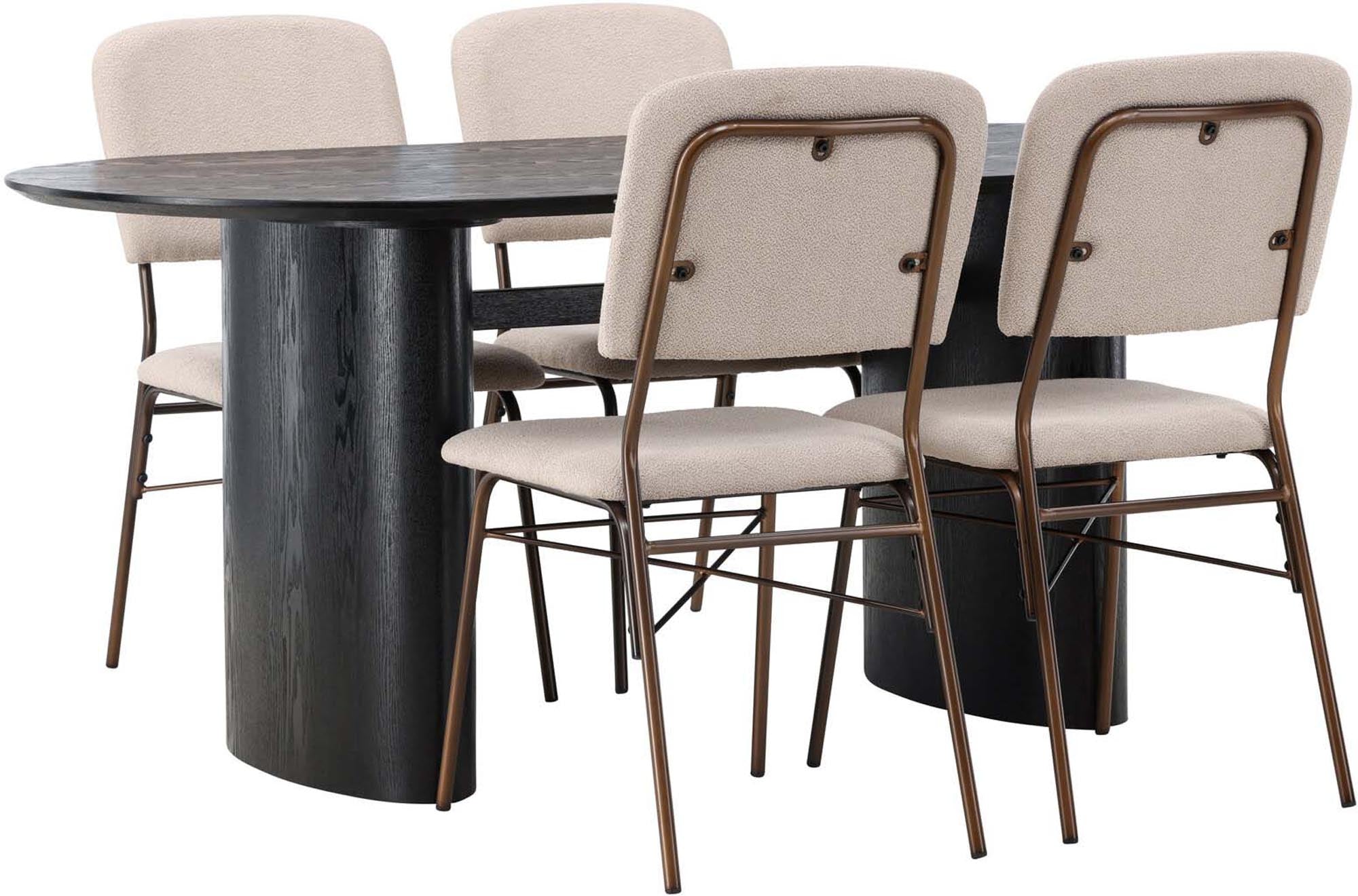 Stilvolles Isolde Esszimmerset mit elegantem ovalem Tisch und bequemen Seda-Stühlen, ideal für gesellige Abende und festliche Anlässe.