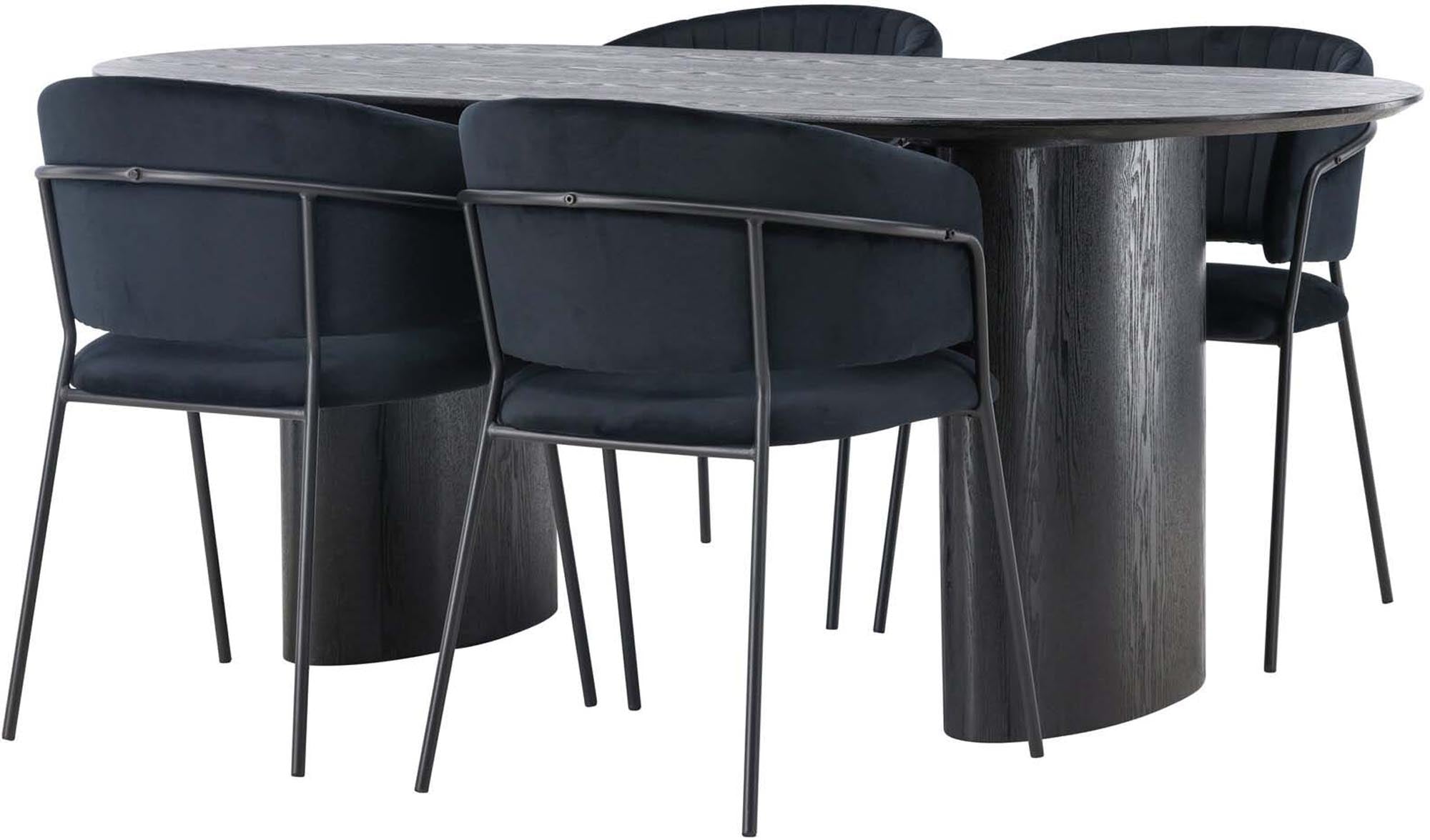 Isolde Esszimmerset + Selma 180cm/4St.: Elegantes, robustes Set für gesellige Runden. Ideal für einladende Esszimmer mit skandinavischem Flair.