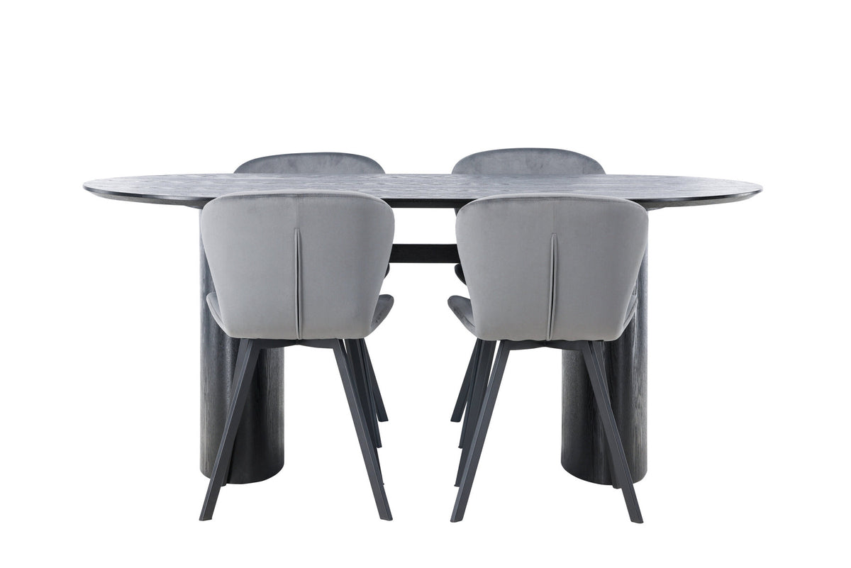 Isolde Esszimmerset + Lilja 180cm/4St. in Schwarzgrau präsentiert im Onlineshop von KAQTU Design AG. Esszimmerset ist von Venture Home