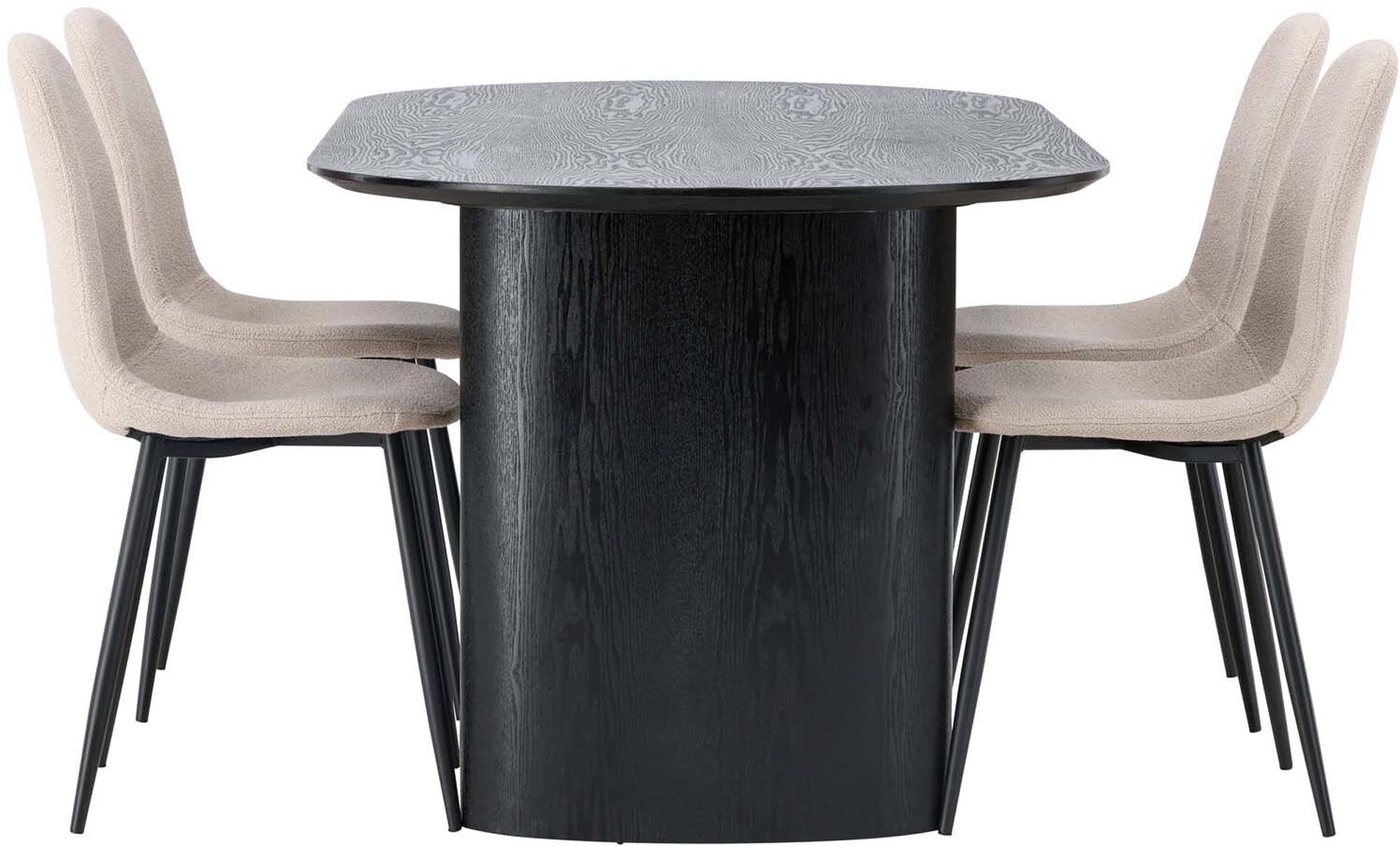 Isolde Esszimmerset + Polar 180cm/4St.: Stilvolles Esszimmer-Set mit luxuriösen Samt-Stühlen und robustem Holz für höchsten Komfort und Eleganz.