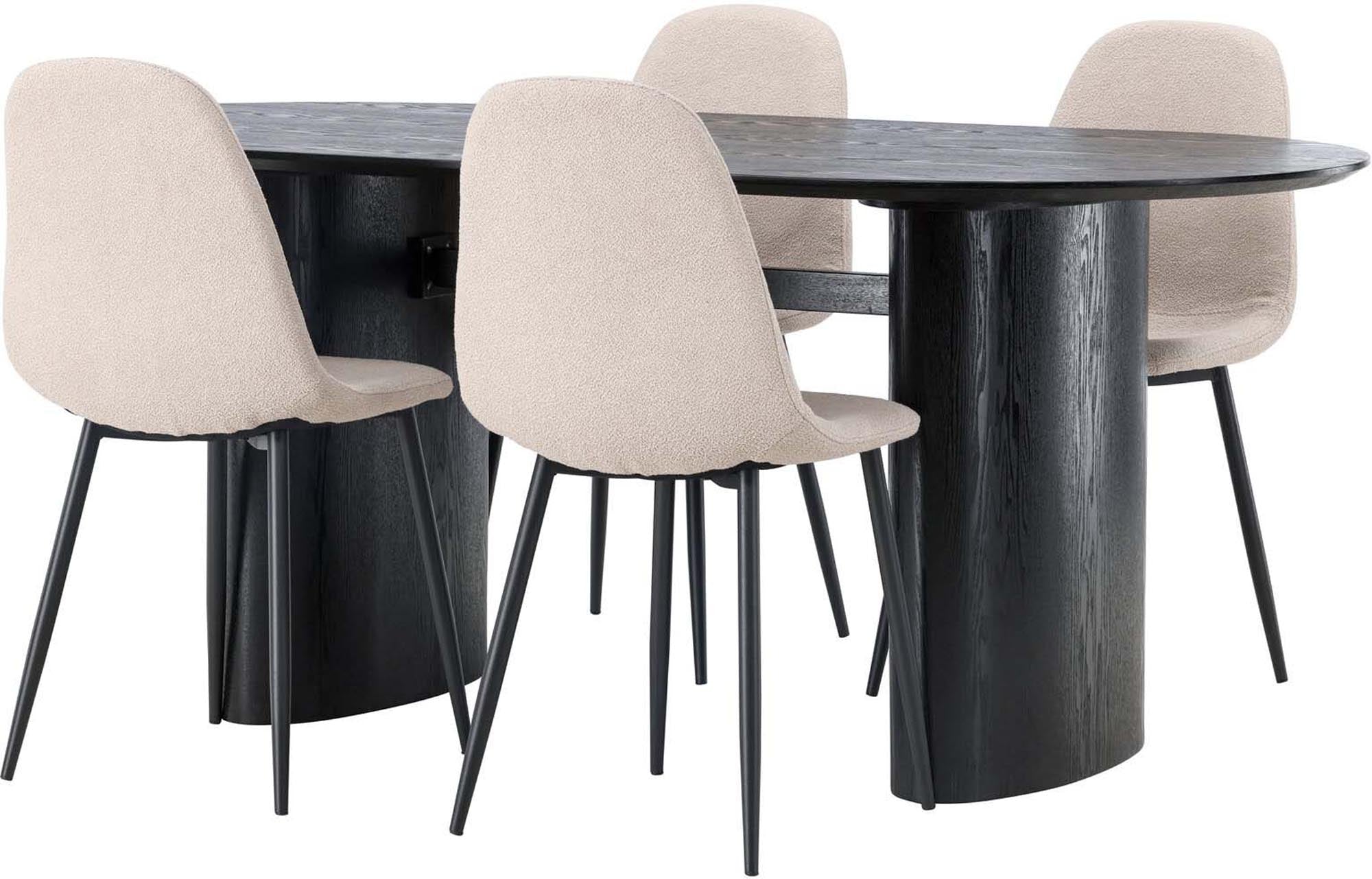 Isolde Esszimmerset + Polar: Stilvolles 180 cm Set mit ergonomischen Samt-Stühlen, ideal für gesellige Abende und modernes Wohnen.