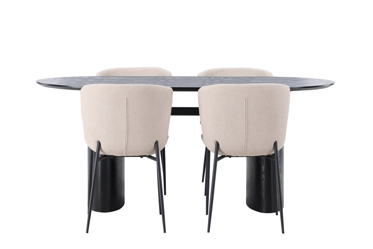 Isolde Esszimmerset + Modesto 180cm/4St. in Beige, Schwarz präsentiert im Onlineshop von KAQTU Design AG. Esszimmerset ist von Venture Home