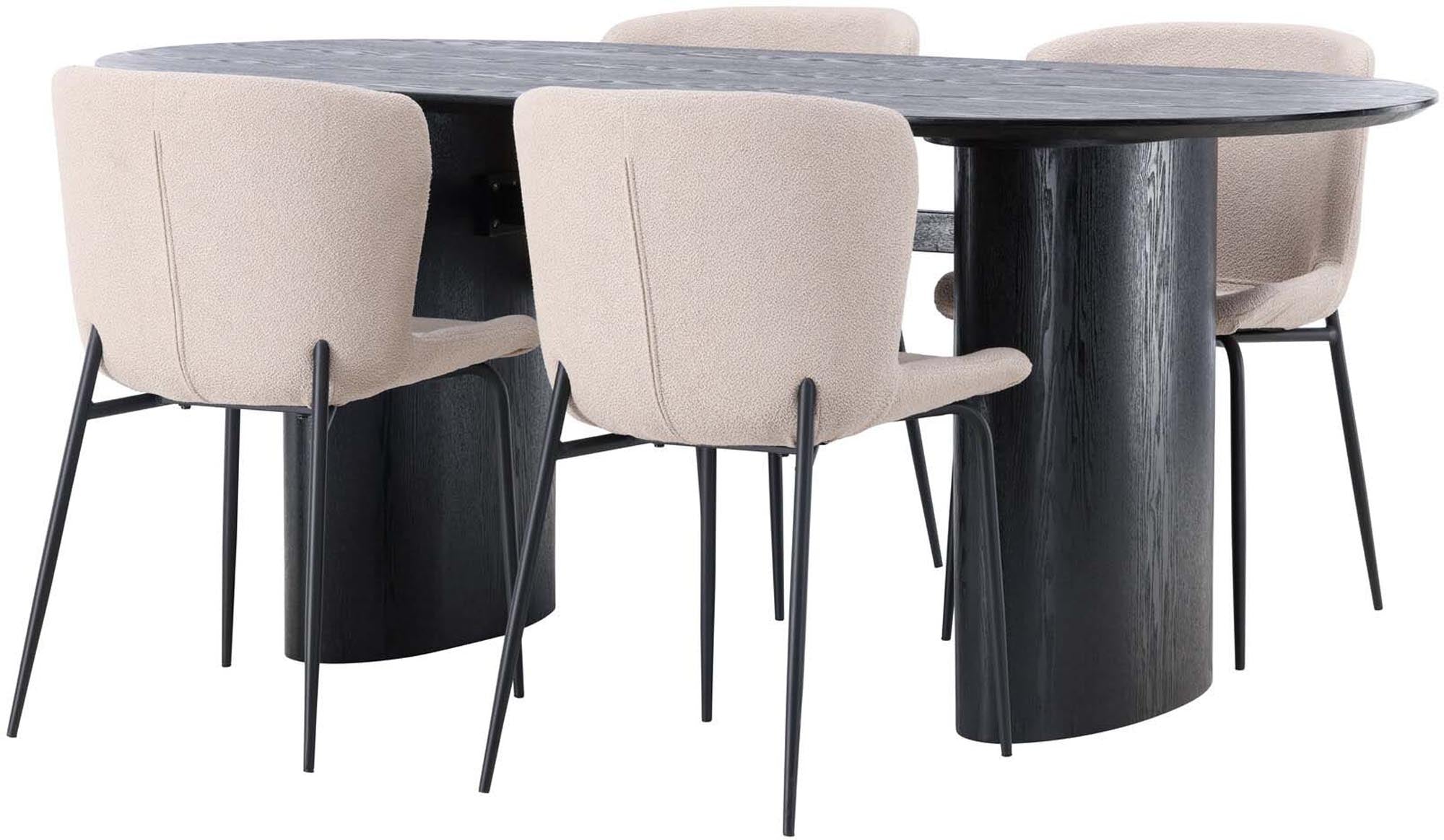 Stilvolles Esszimmerset mit robustem Design: 180 cm Tisch und 4 Stühle für gemütliche Abende und zeitlose Eleganz in Ihrem Zuhause.