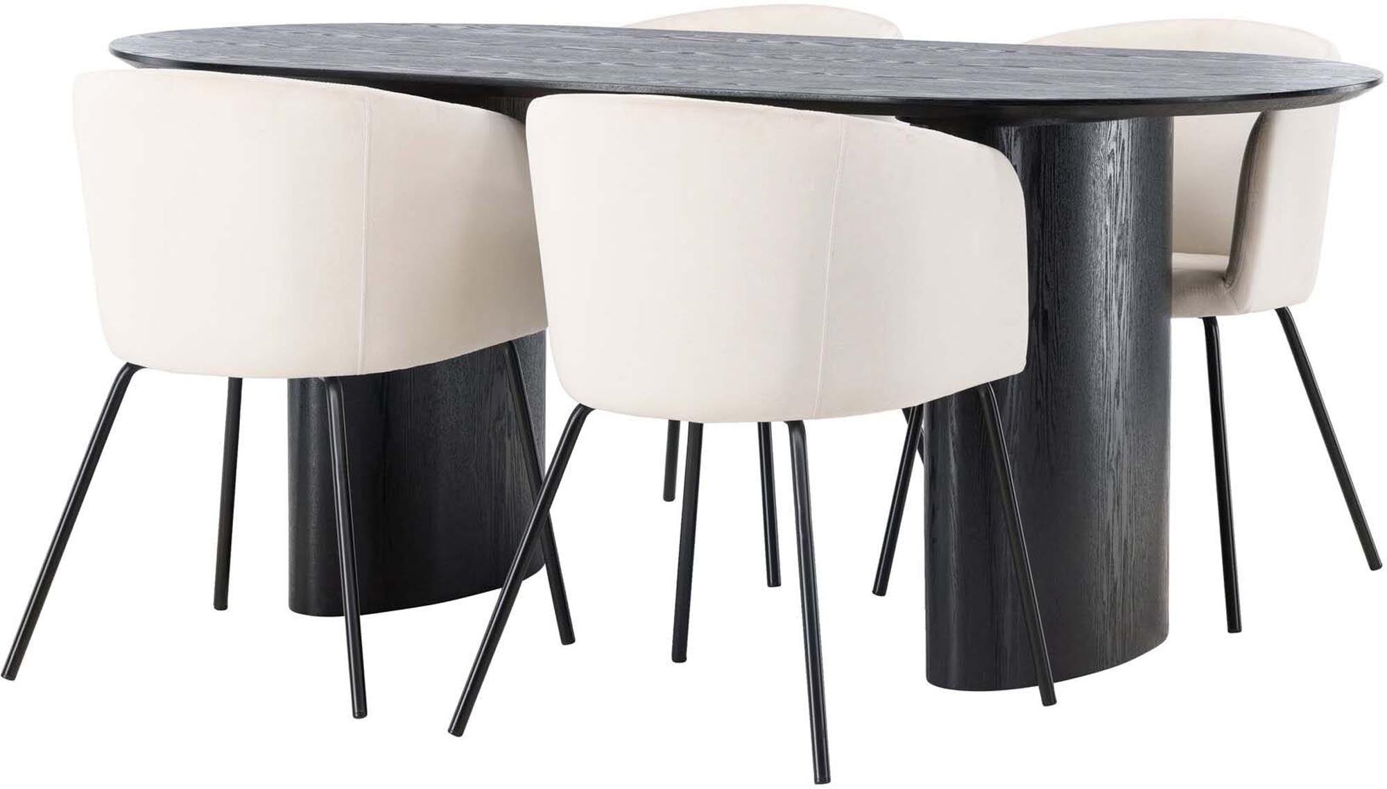 Isolde Esszimmerset + Berit: Elegantes 180 cm Esszimmermöbel mit robusten Holz- und Samt-Stühlen. Ideal für festliche Anlässe und gemütliche Zusammenkünfte.