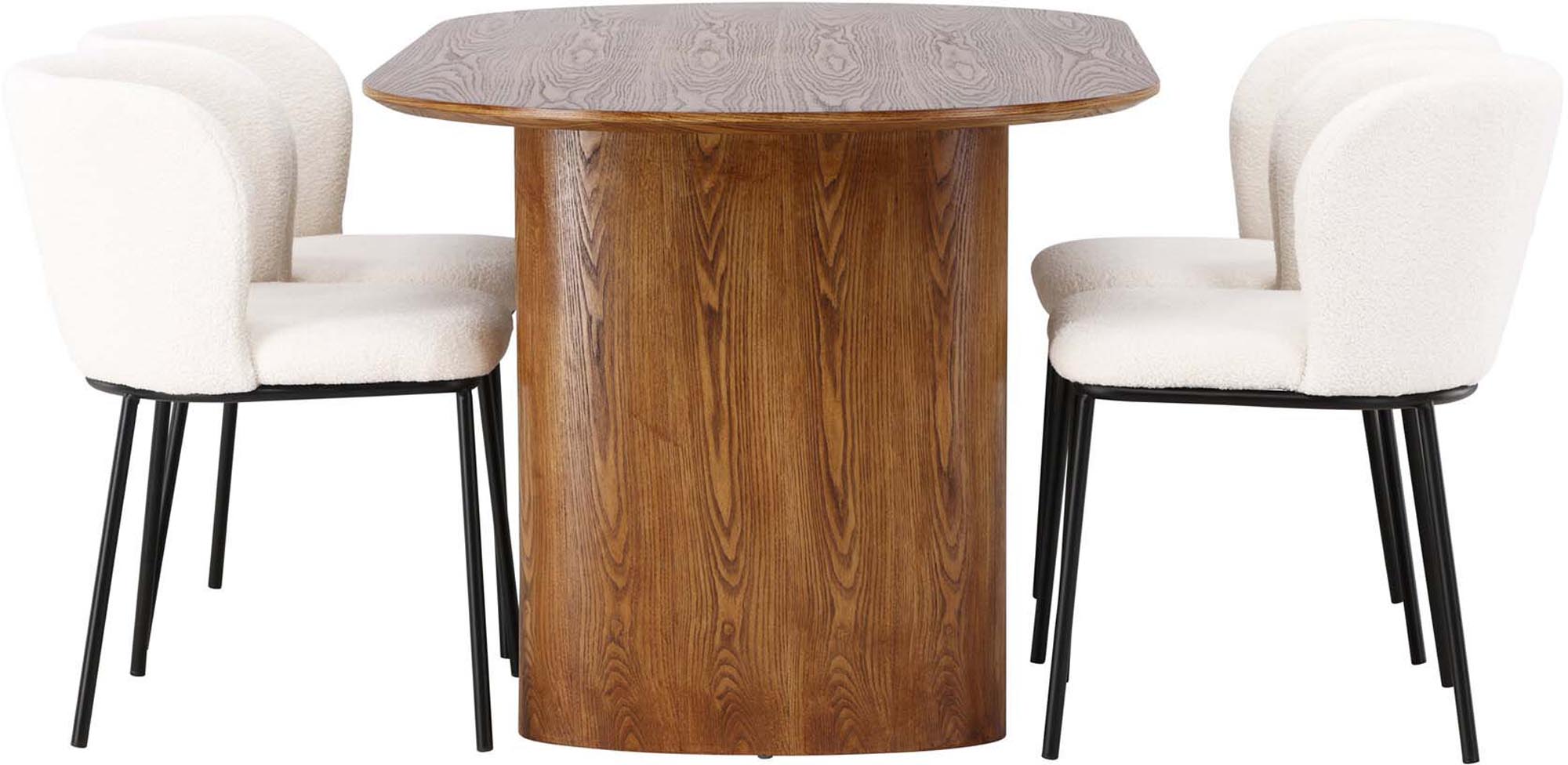 Isolde Esszimmerset + Edina: Stilvolles 180 cm Set für unvergessliche Essmomente mit Familie und Freunden. Hochwertige Materialien und minimalistisches Design.