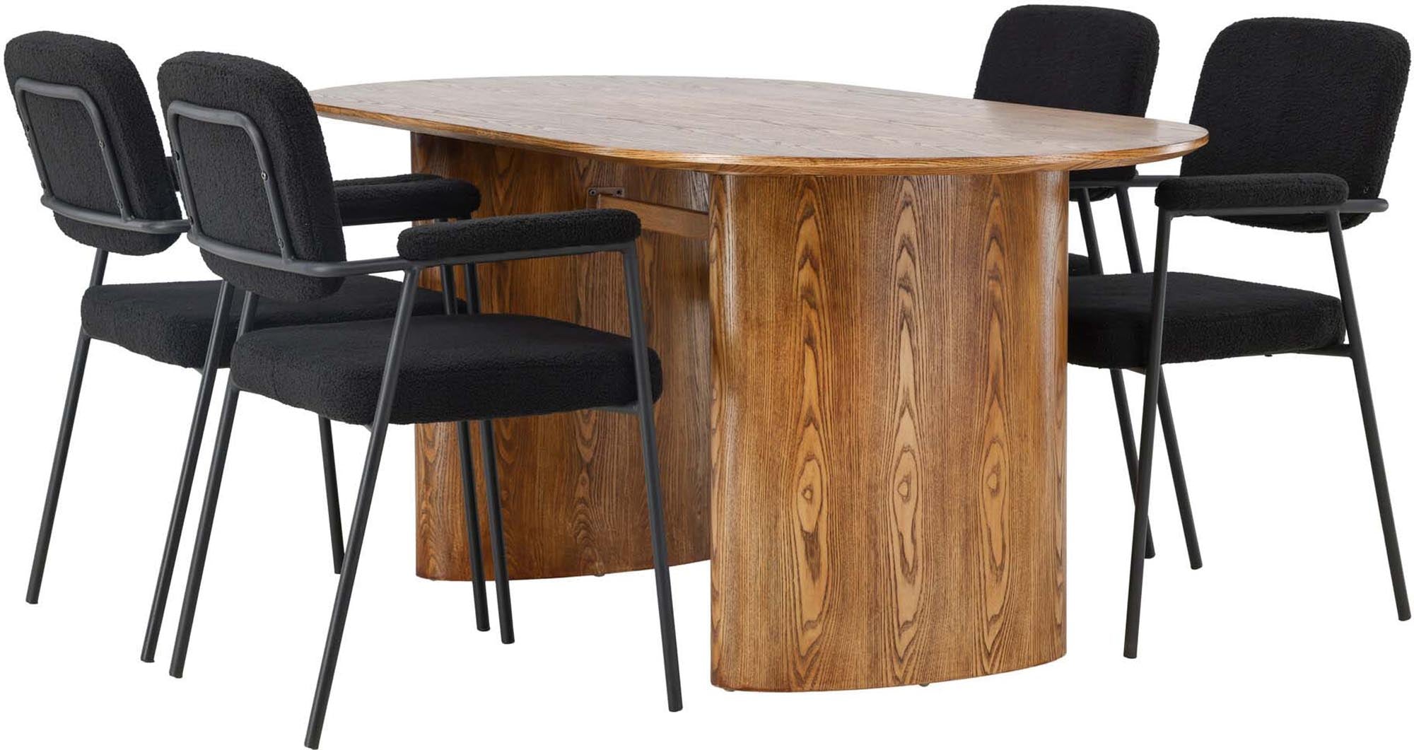 Elegantes Isolde Esszimmerset mit großzügigem 180 cm Tisch und 4 komfortablen Stühlen. Perfekt für gesellige Zusammenkünfte und modernes Wohnen.