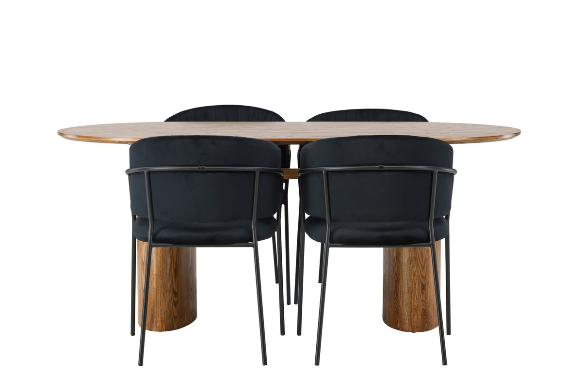 Isolde Esszimmerset + Selma 180cm/4St. in Natur / Schwarz präsentiert im Onlineshop von KAQTU Design AG. Esszimmerset ist von Venture Home