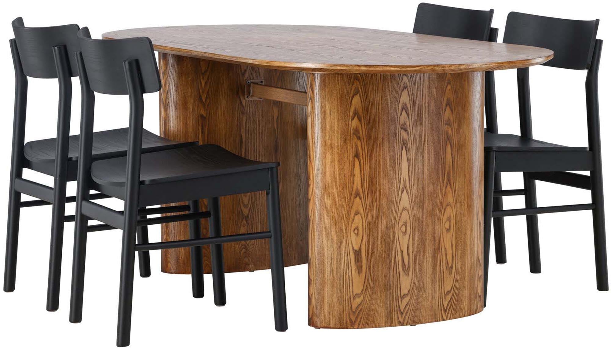 Isolde Esszimmerset + Montros 180cm/4St.: Rustikales Birkenholz für gesellige Abende. Hochwertig, pflegeleicht und stilvoll.