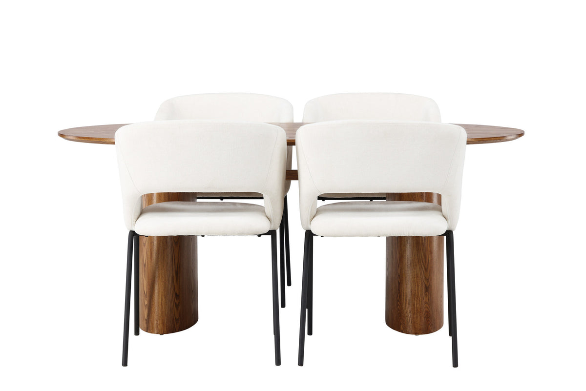 Isolde Esszimmerset + Day 180cm/4St. in Natur / Schwarz / gebrochenes Weiss präsentiert im Onlineshop von KAQTU Design AG. Esszimmerset ist von Venture Home
