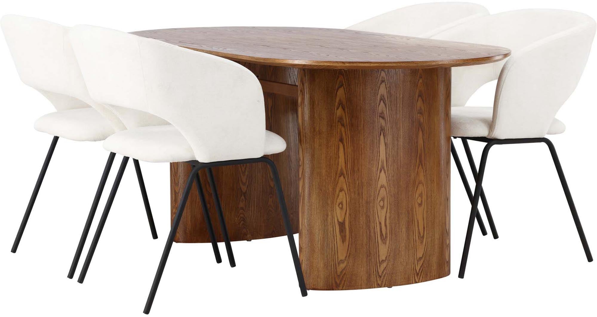 Stilvolles Isolde Esszimmerset + Day: 180 cm Tisch und 4 Stühle im skandinavischen Stil für gemütliche Essmomente.