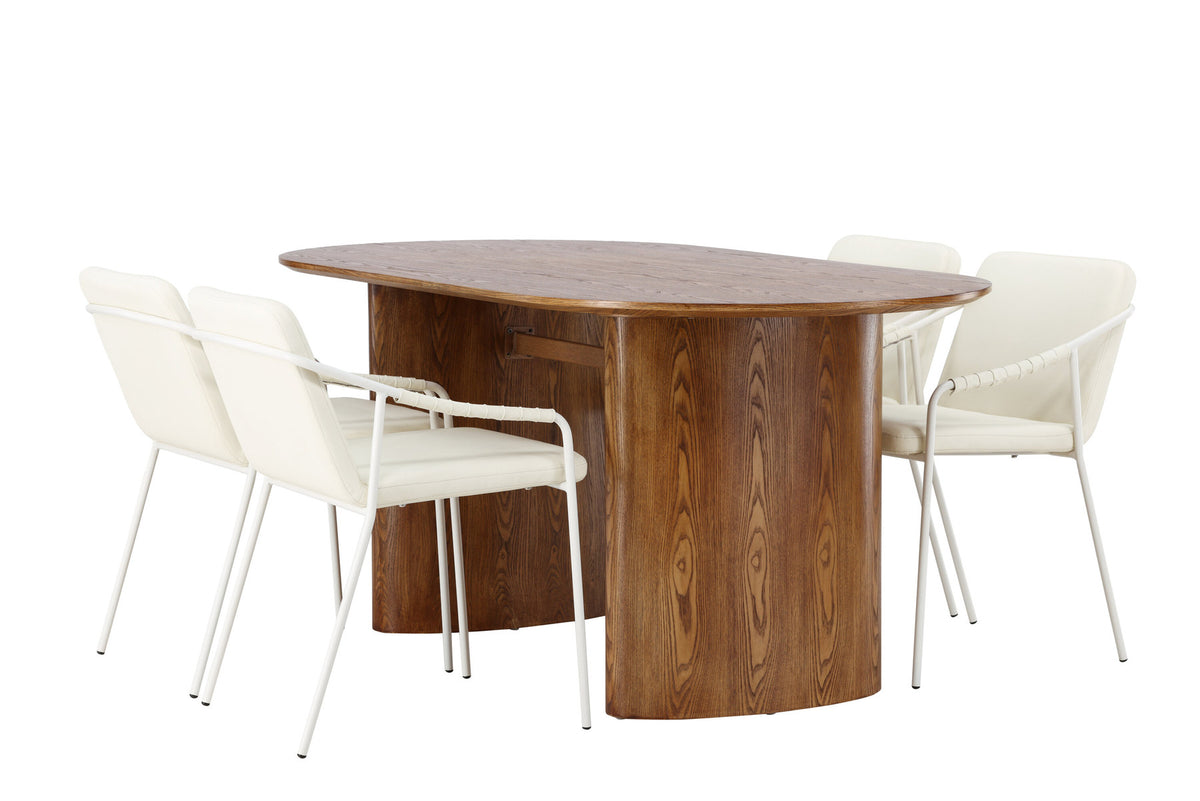 Isolde Esszimmerset + Tvist 180cm/4St. in Natur / Beige präsentiert im Onlineshop von KAQTU Design AG. Esszimmerset ist von Venture Home