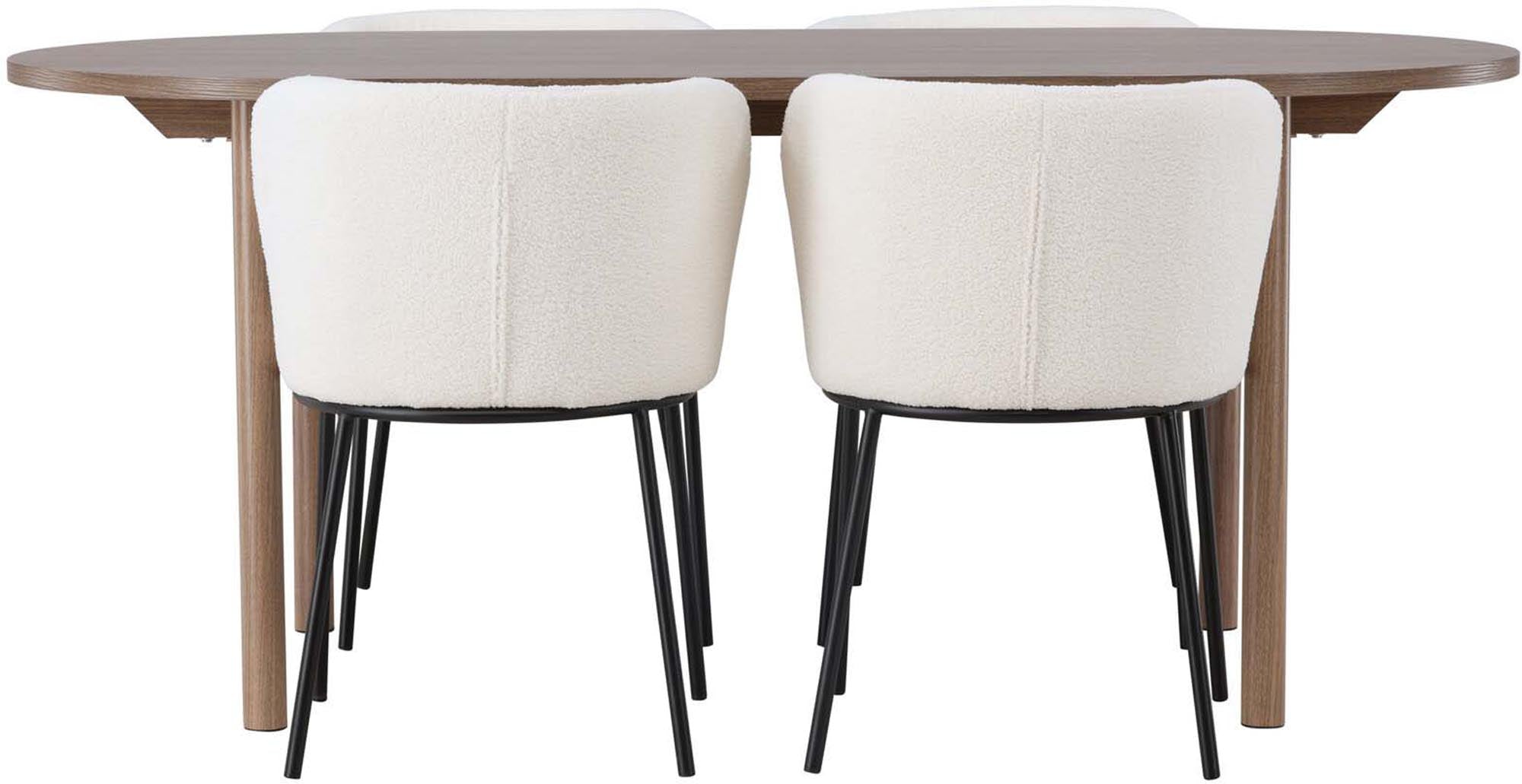 Entdecken Sie das stilvolle Andy Esszimmerset + Edina 180cm/4St. von Venture Home. Skandinavisches Design, hohe Funktionalität und Komfort für gesellige Abende.