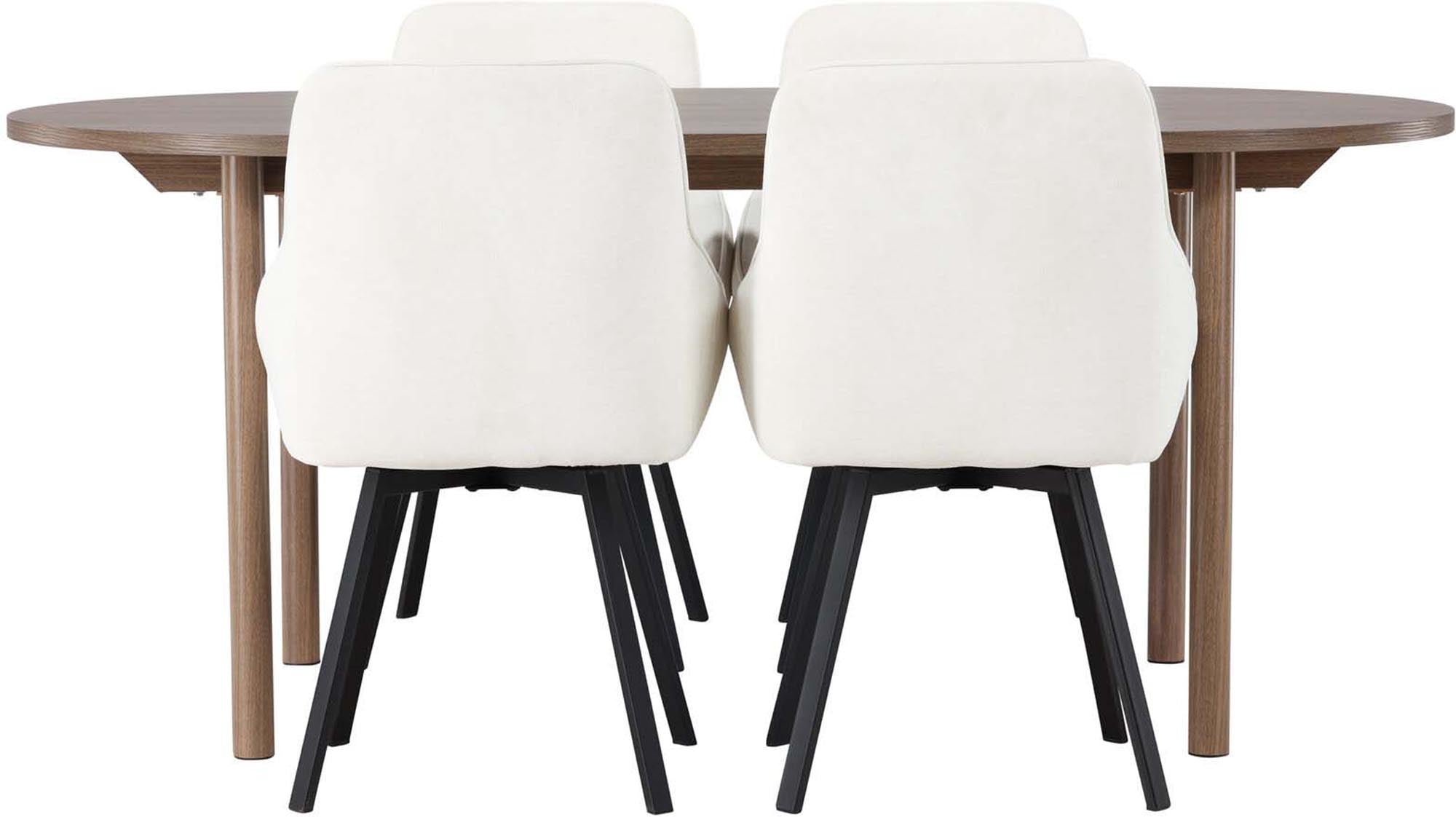 Elegantes Andy Esszimmerset mit ovalem Tisch und 4 bequemen Rosie-Stühlen im skandinavischen Design. Modern und stilvoll.