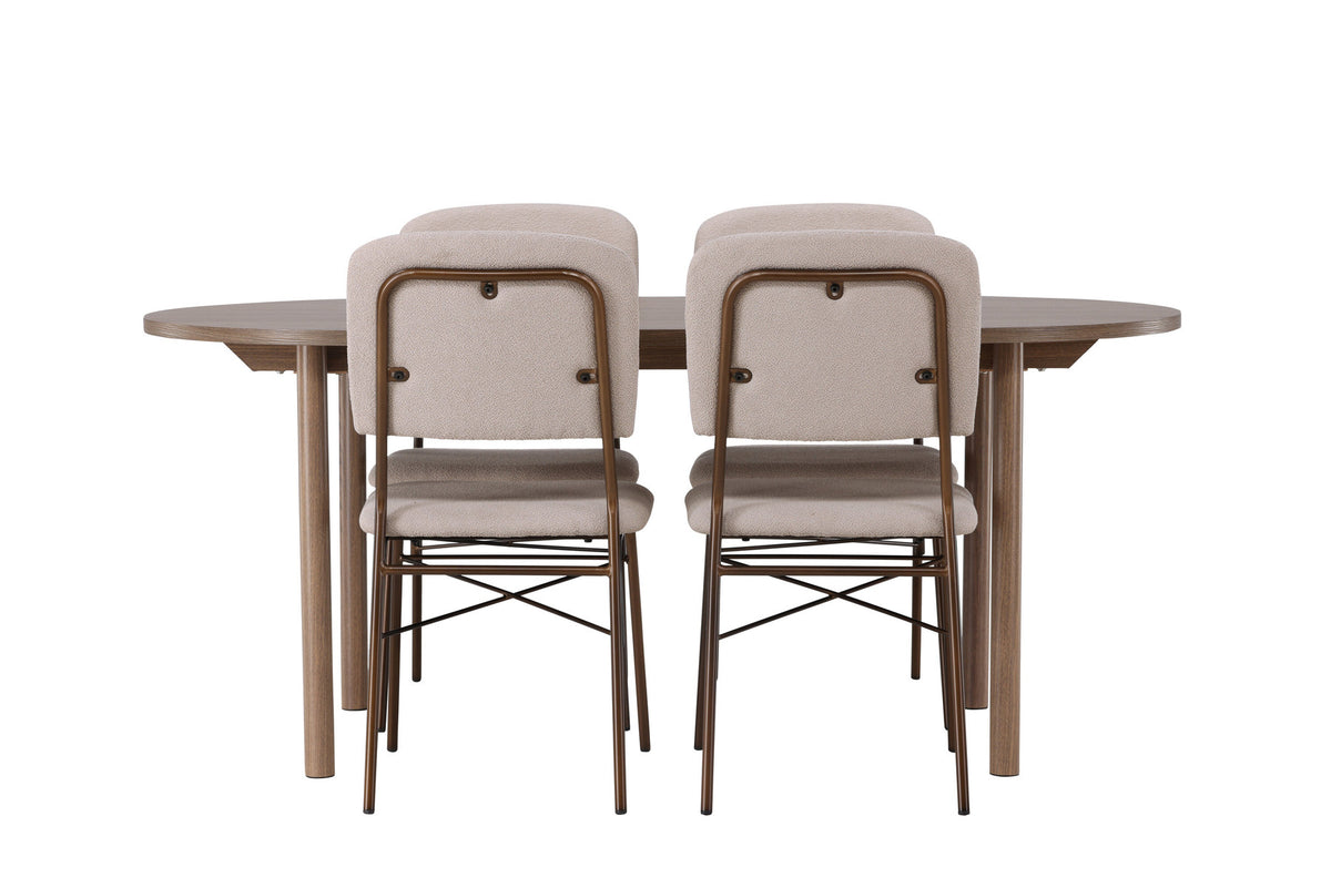 Andy Esszimmerset + Seda 180cm/4St. in Beige, Braun präsentiert im Onlineshop von KAQTU Design AG. Esszimmerset ist von Venture Home