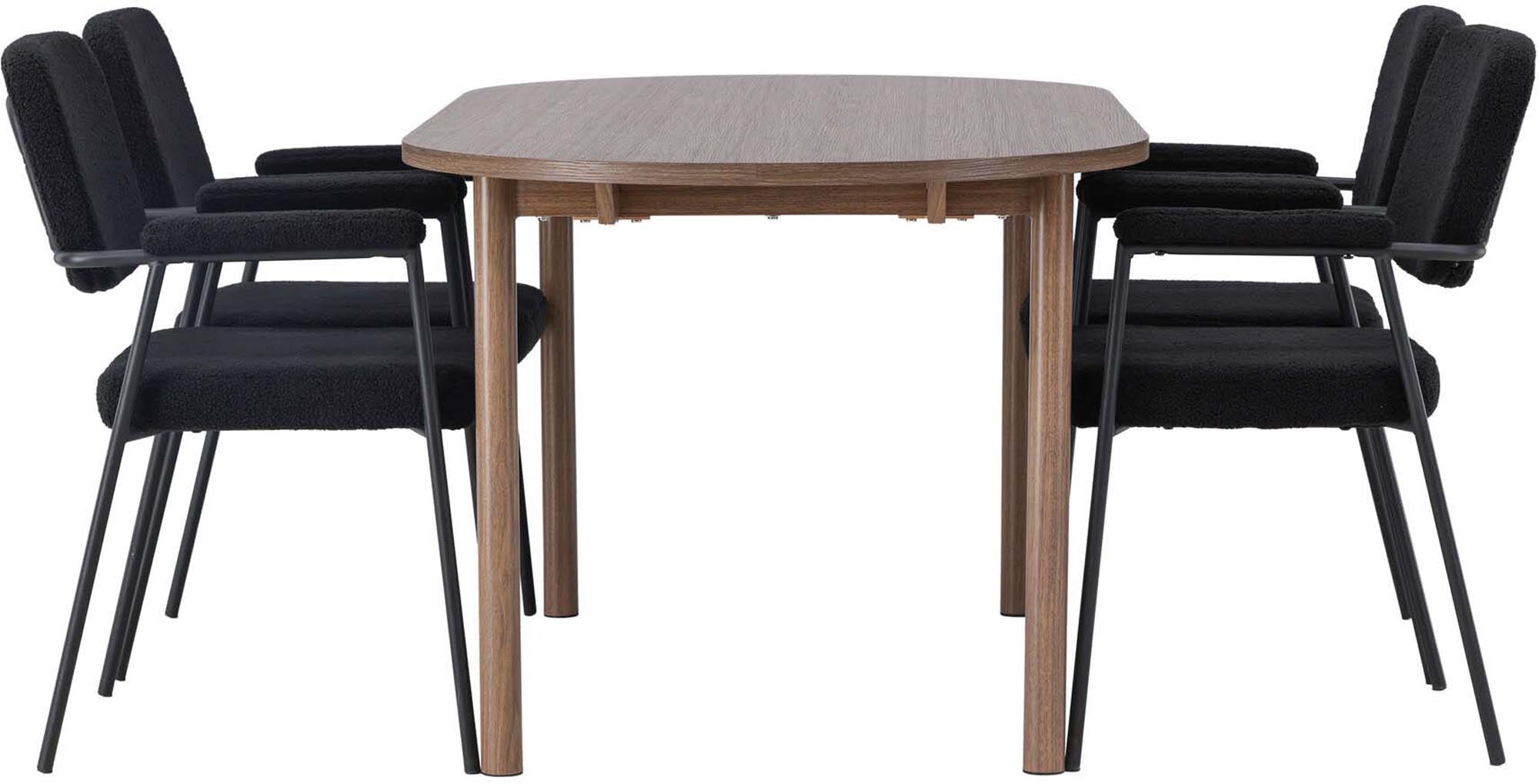 Skandinavisches Esszimmerset Andy + Yesterday, 180 cm, 4 stilvolle Stühle, vereint Komfort und Eleganz für gesellige Momente.