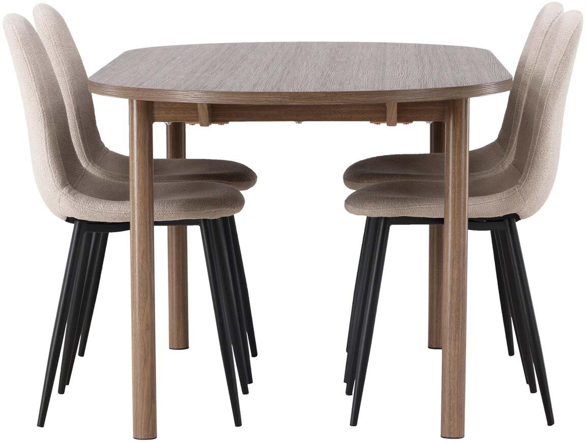 Stilvolles Andy Esszimmerset mit ovalem Tisch (180cm) und 4 modernen Polar Stühlen. Perfekt für gesellige Abende und entspannte Familienessen.