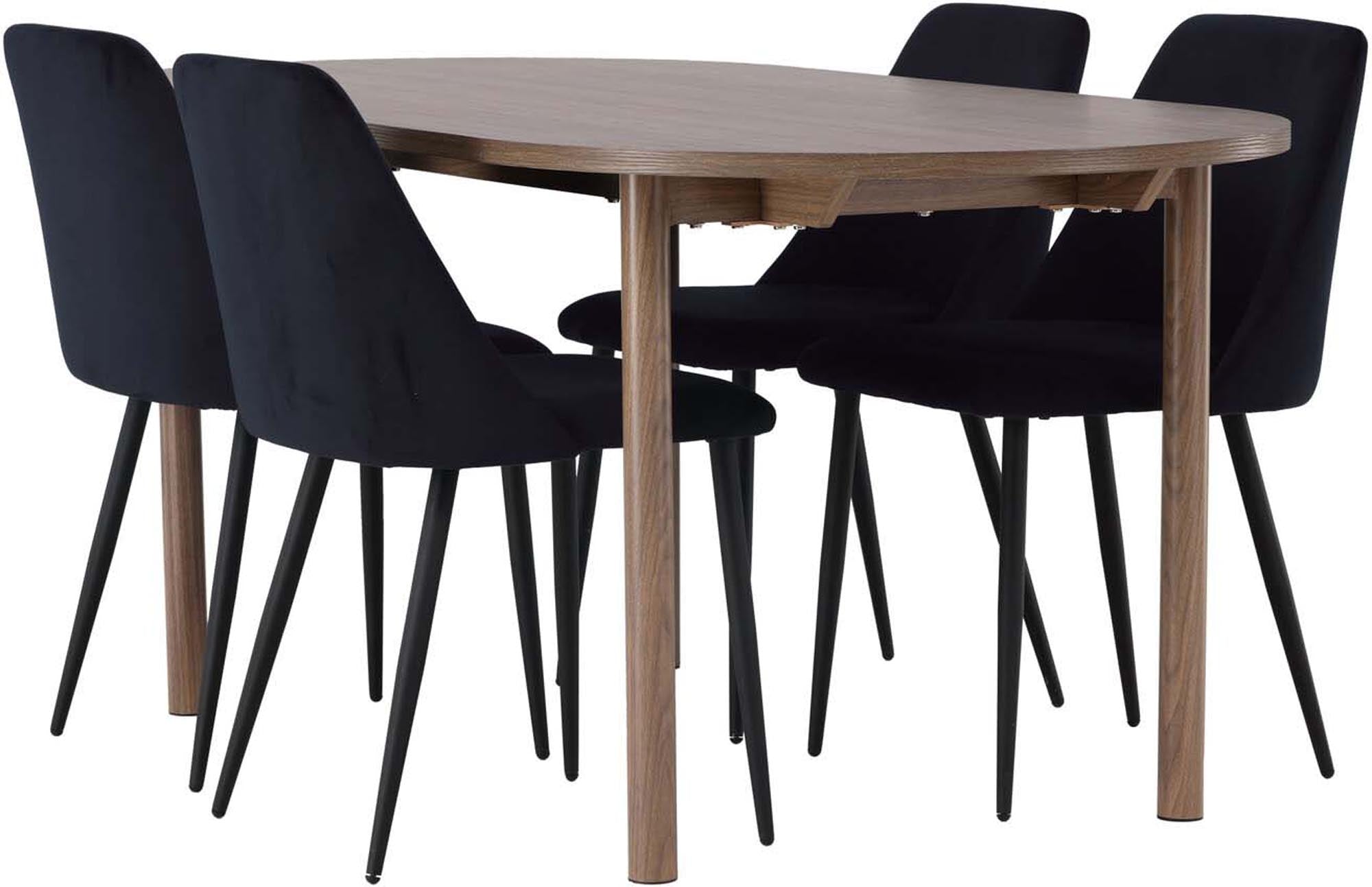 Elegantes Andy Esszimmerset 180 cm mit 4 stilvollen Stühlen aus der Night-Serie von Venture Home. Skandinavisches Design trifft auf hohen Komfort.