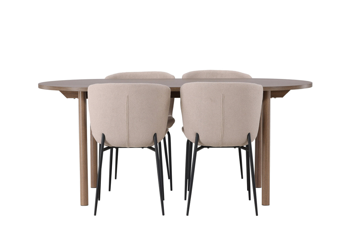 Andy Esszimmerset + Modesto 180cm/4St. in Beige, Schwarz präsentiert im Onlineshop von KAQTU Design AG. Esszimmerset ist von Venture Home