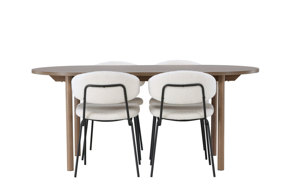 Andy Esszimmerset + Chico 180cm/4St. in Weiss präsentiert im Onlineshop von KAQTU Design AG. Esszimmerset ist von Venture Home
