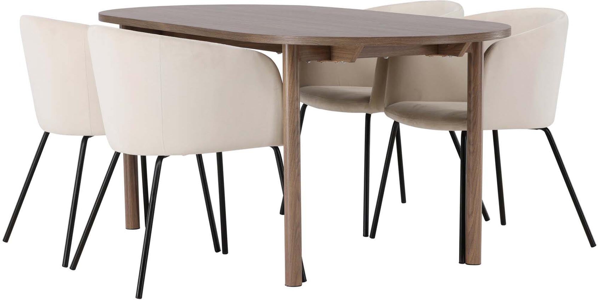 Stilvolles Andy Esszimmerset mit 4 Berit Stühlen, 180cm, von Venture Home.