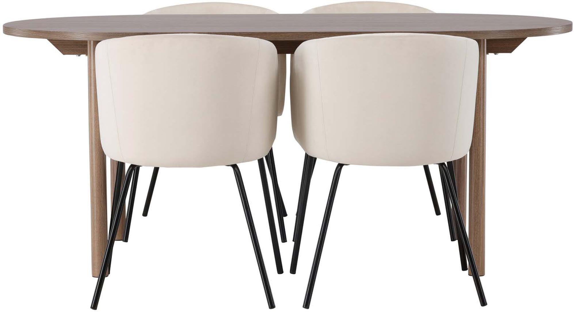 Elegantes Esszimmerset: Andy Tisch 180cm, Berit Stühle, skandinavisches Design, Komfort, Qualität, gesellige Momente.