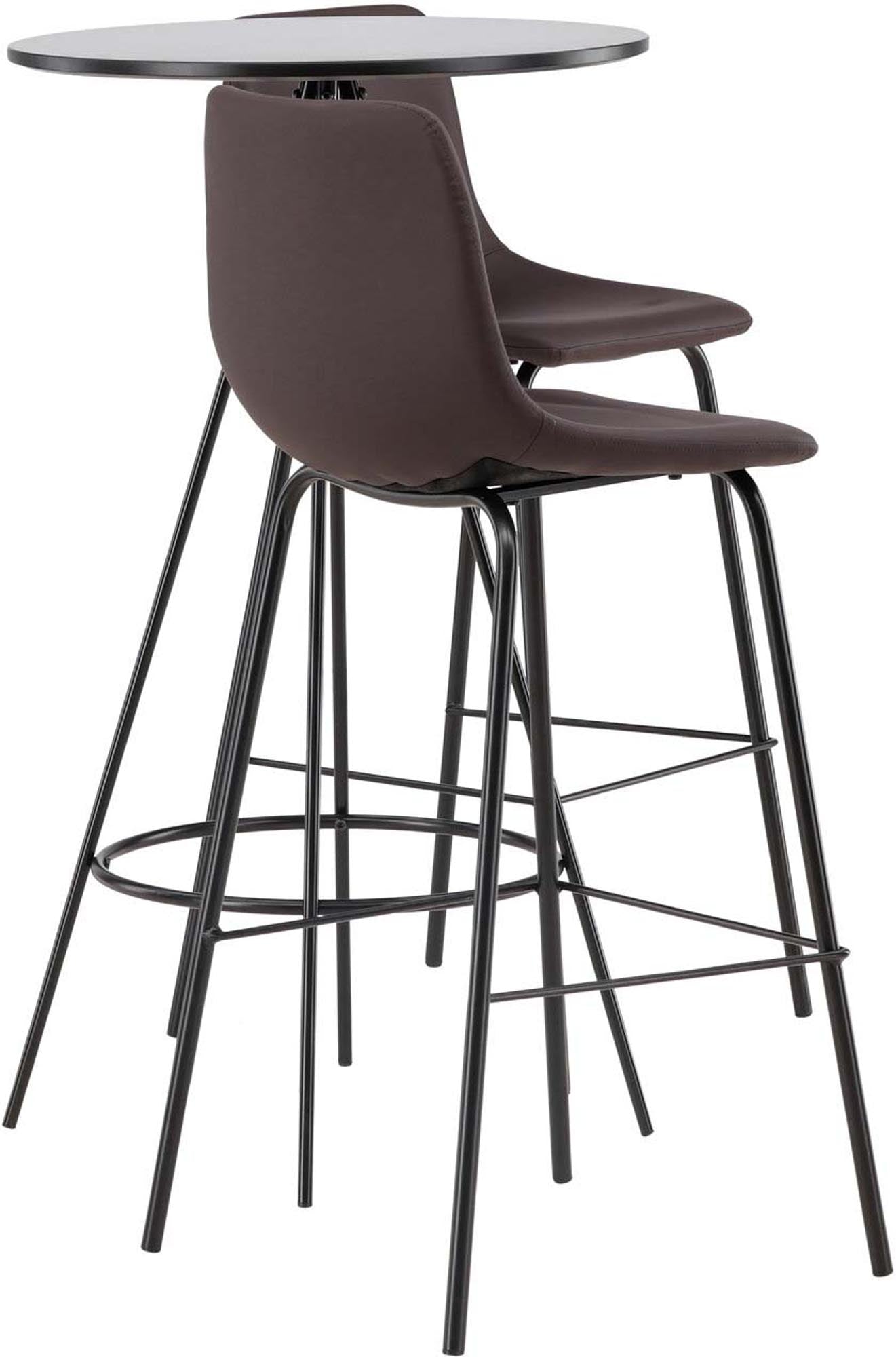 Stilvolles Barset von Venture Home: 60cm Tisch & 2 bequeme Alexi Barhocker. Skandinavisches Design, hochwertige Materialien, ideal für kleine Räume.