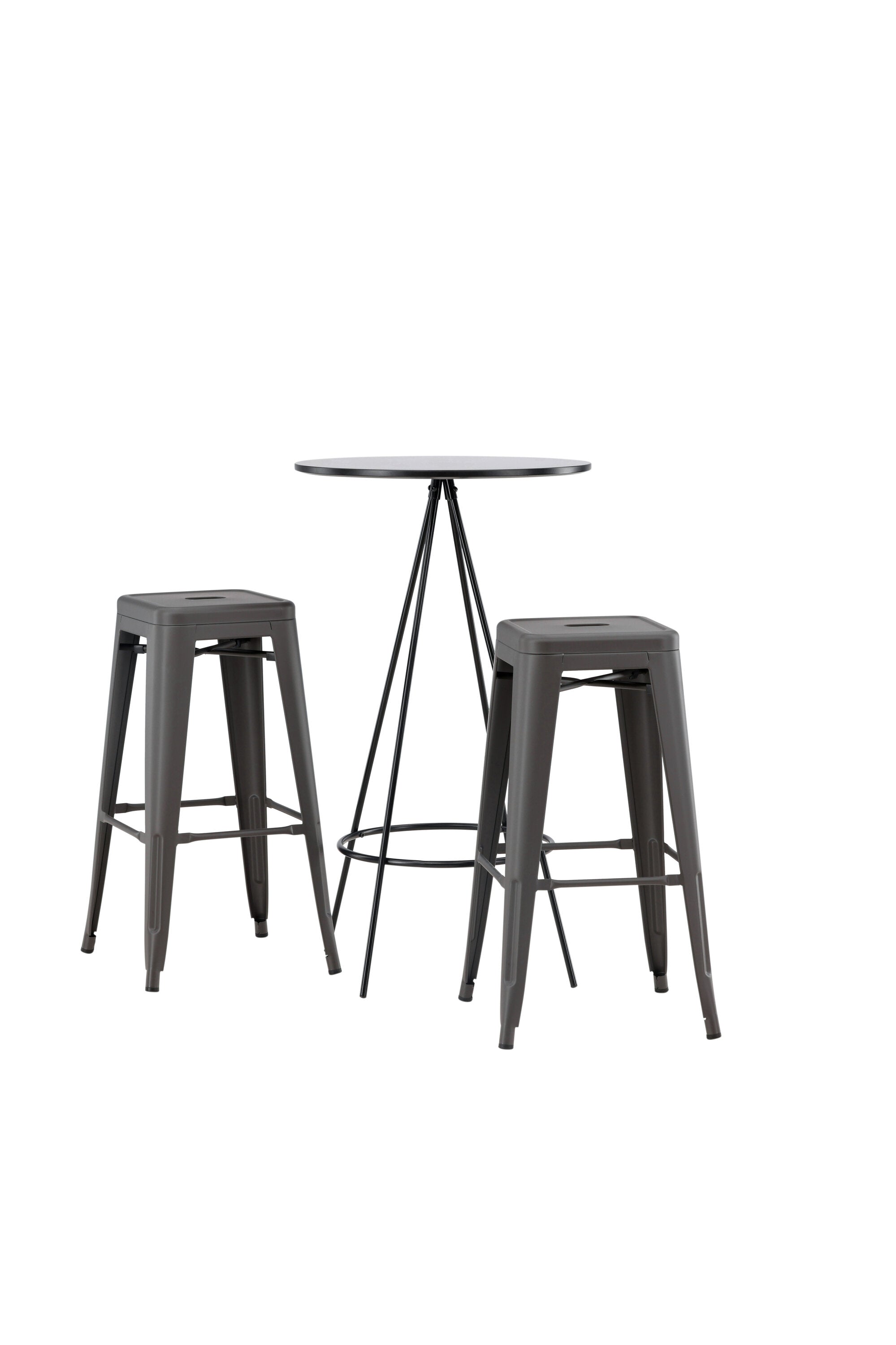 Barset Bistro + Tempe ⌀60cm/2St. Tief in Dunkelgrau präsentiert im Onlineshop von KAQTU Design AG. Bartischset ist von Venture Home