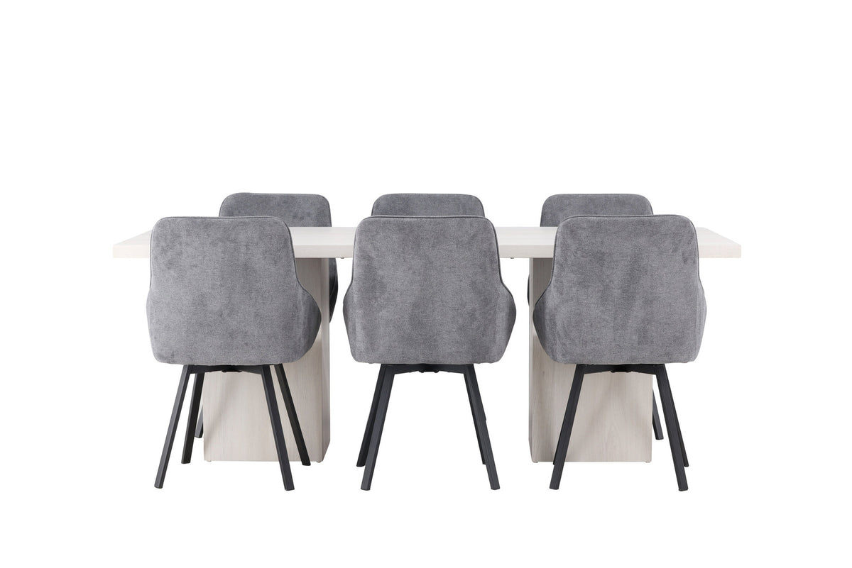 Olga Esszimmerset + Rosie 200cm/6St. in Schwarzgrau präsentiert im Onlineshop von KAQTU Design AG. Esszimmerset ist von Venture Home