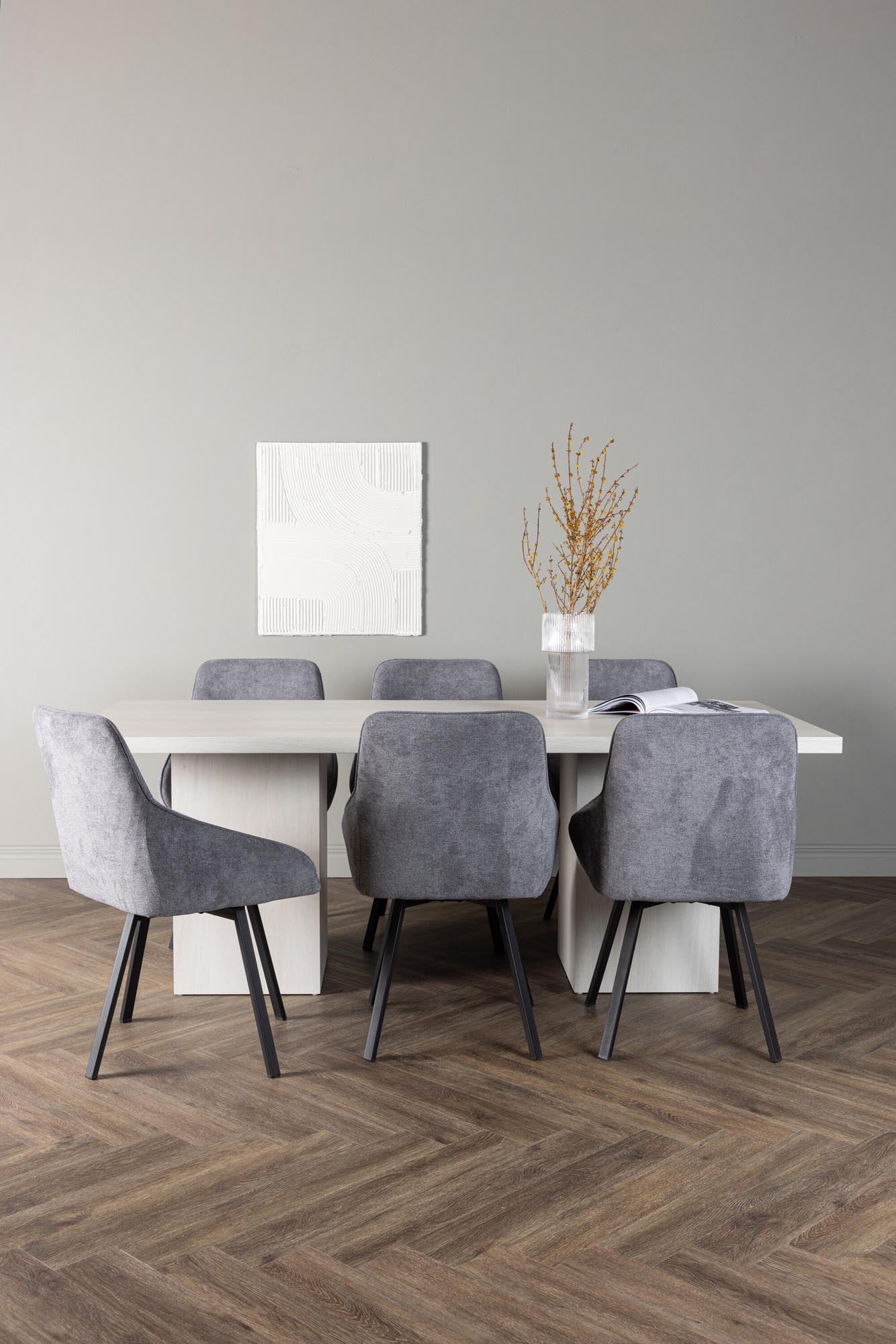 Stilvolles Esszimmerset Olga mit Rosie Tisch, 200cm, 6 Stühle.