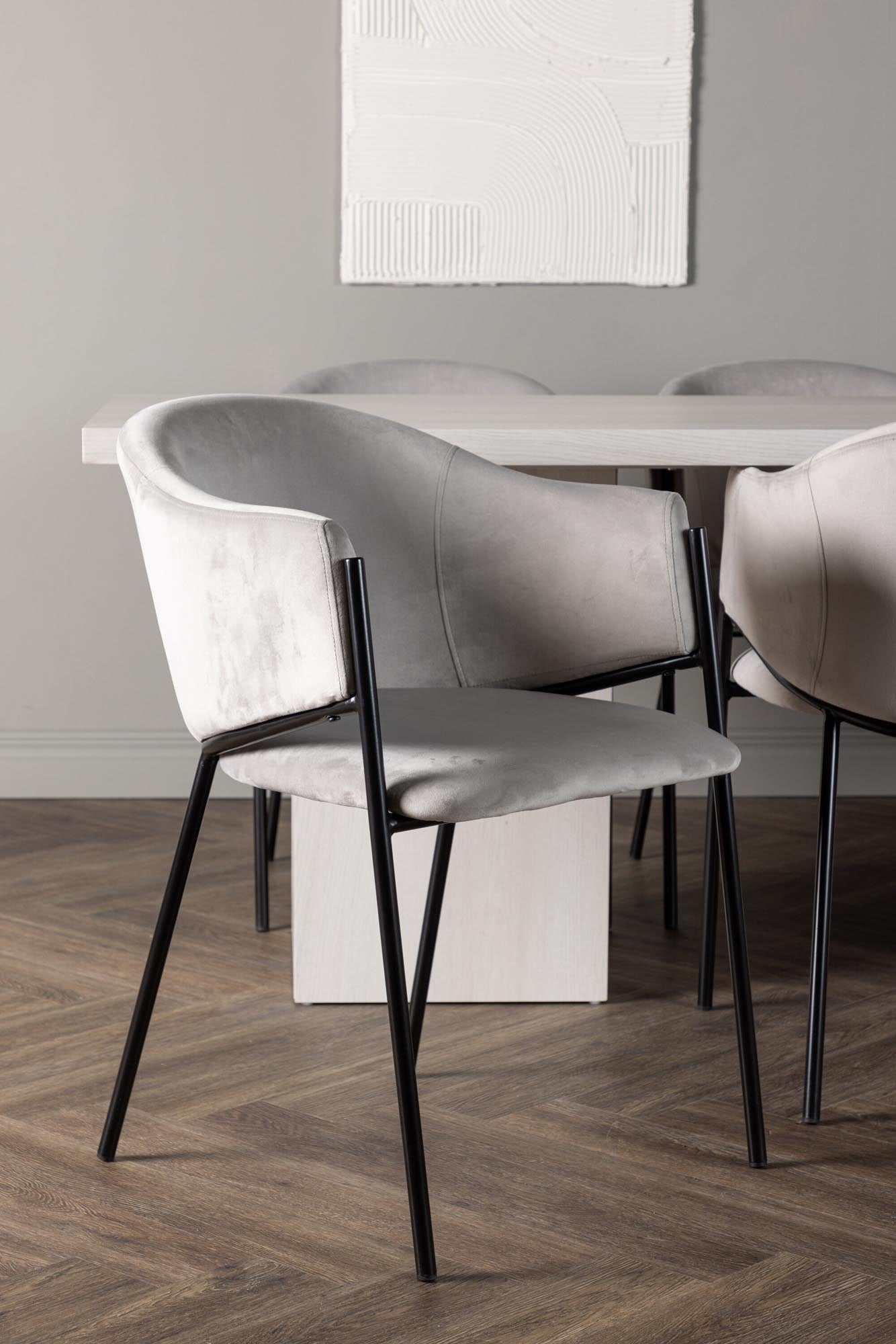 Stilvolles Esszimmerset Olga mit Evelina Tisch (200cm) und 6 eleganten Stühlen. Perfekt für moderne Essbereiche und gesellige Abende.