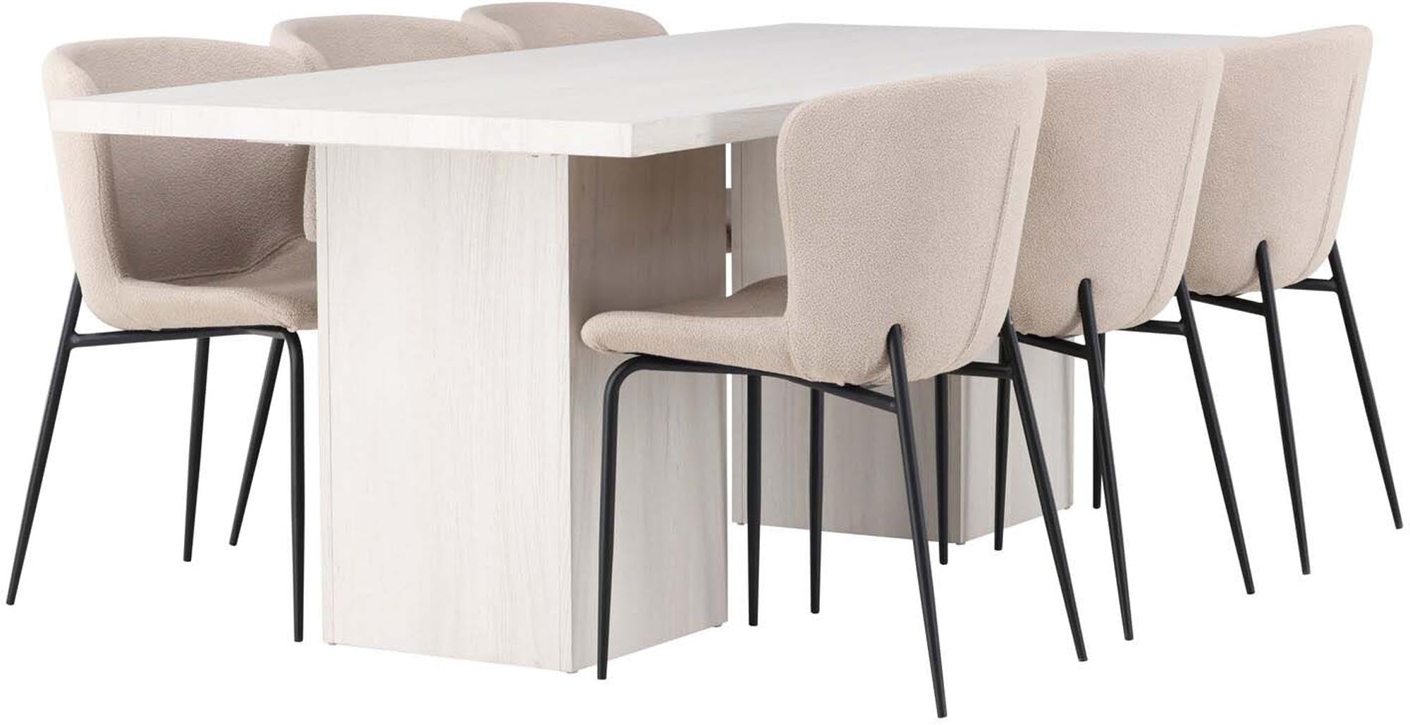 Elegantes Olga Esszimmerset: 200cm Modesto Tisch & 6 Stühle.