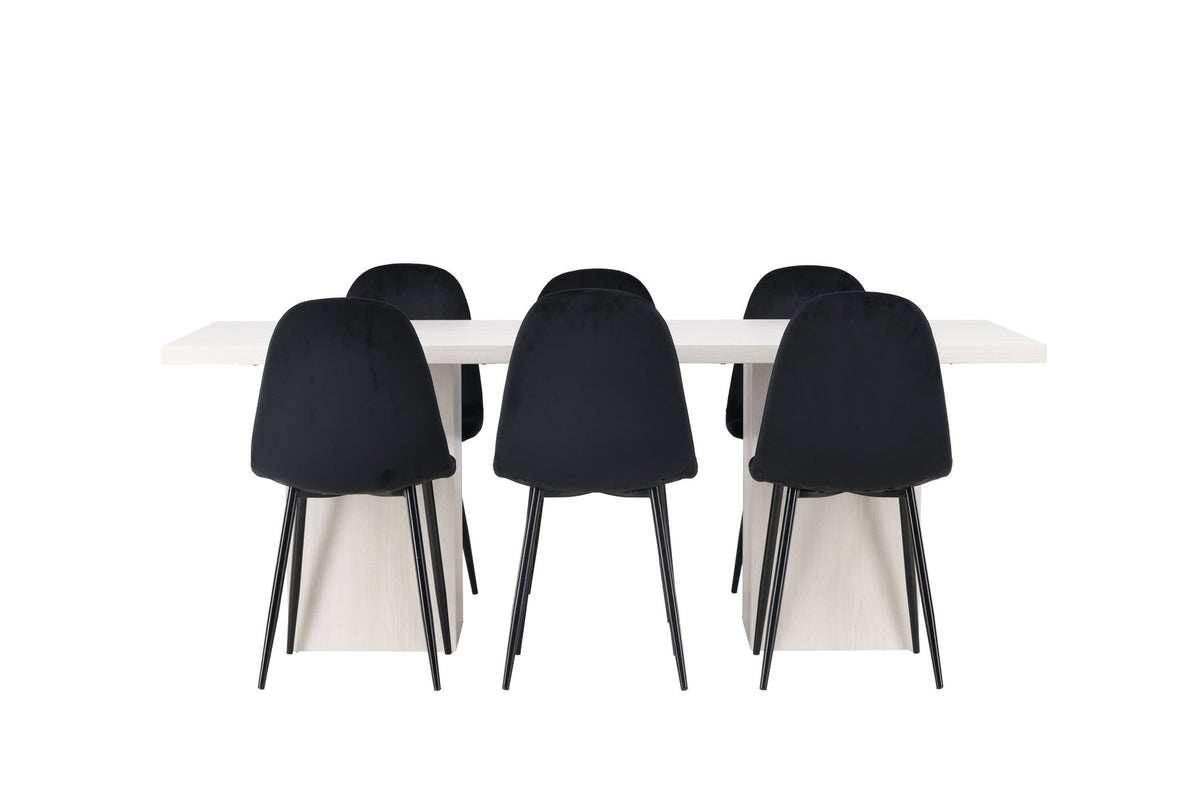Olga Esszimmerset + Polar 200cm/6St. in Schwarz präsentiert im Onlineshop von KAQTU Design AG. Esszimmerset ist von Venture Home