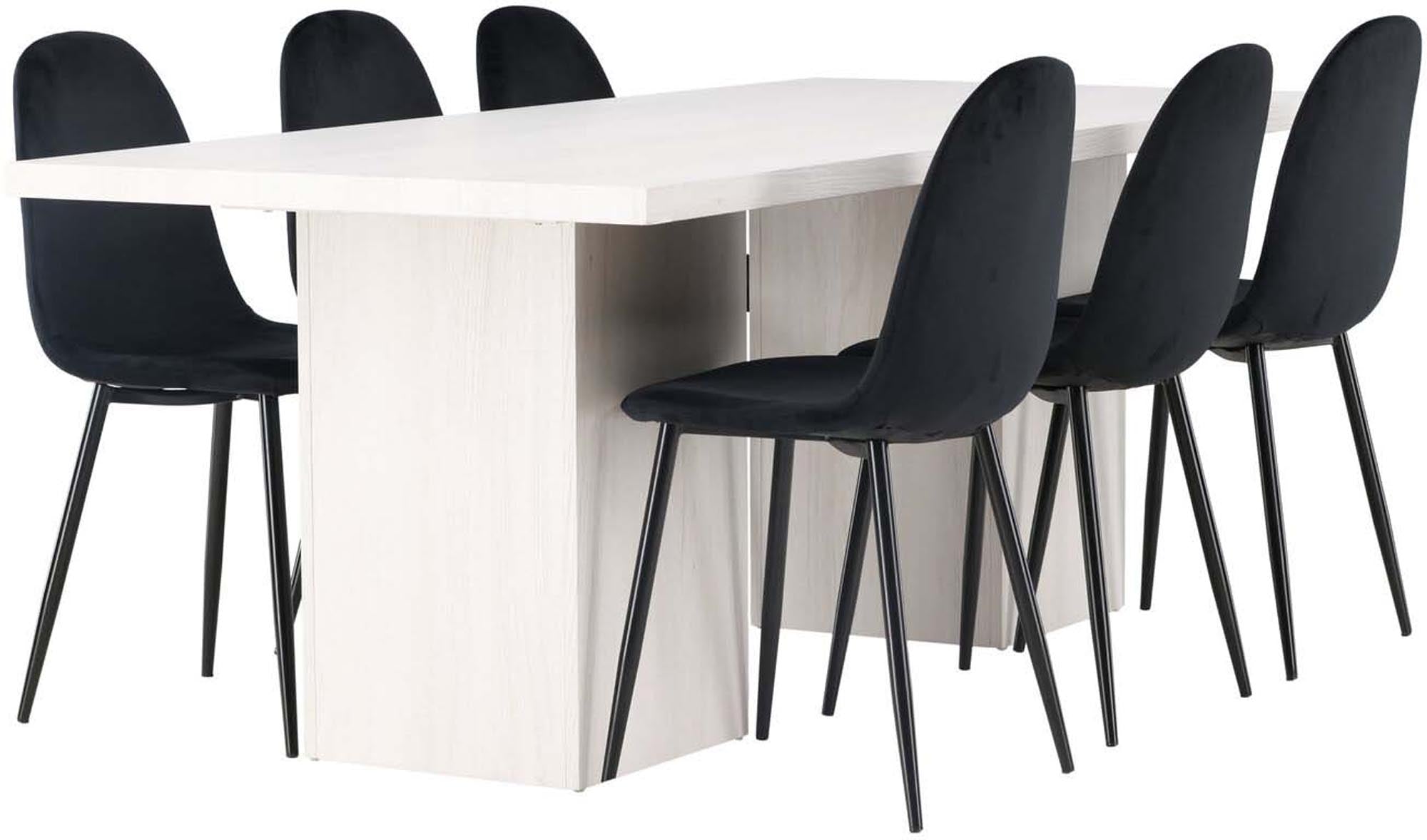 Stilvolles Esszimmerset von Venture Home: 200cm Tisch und 6 bequeme Polar-Stühle, ideal für gesellige Abende und modernes Wohnen.