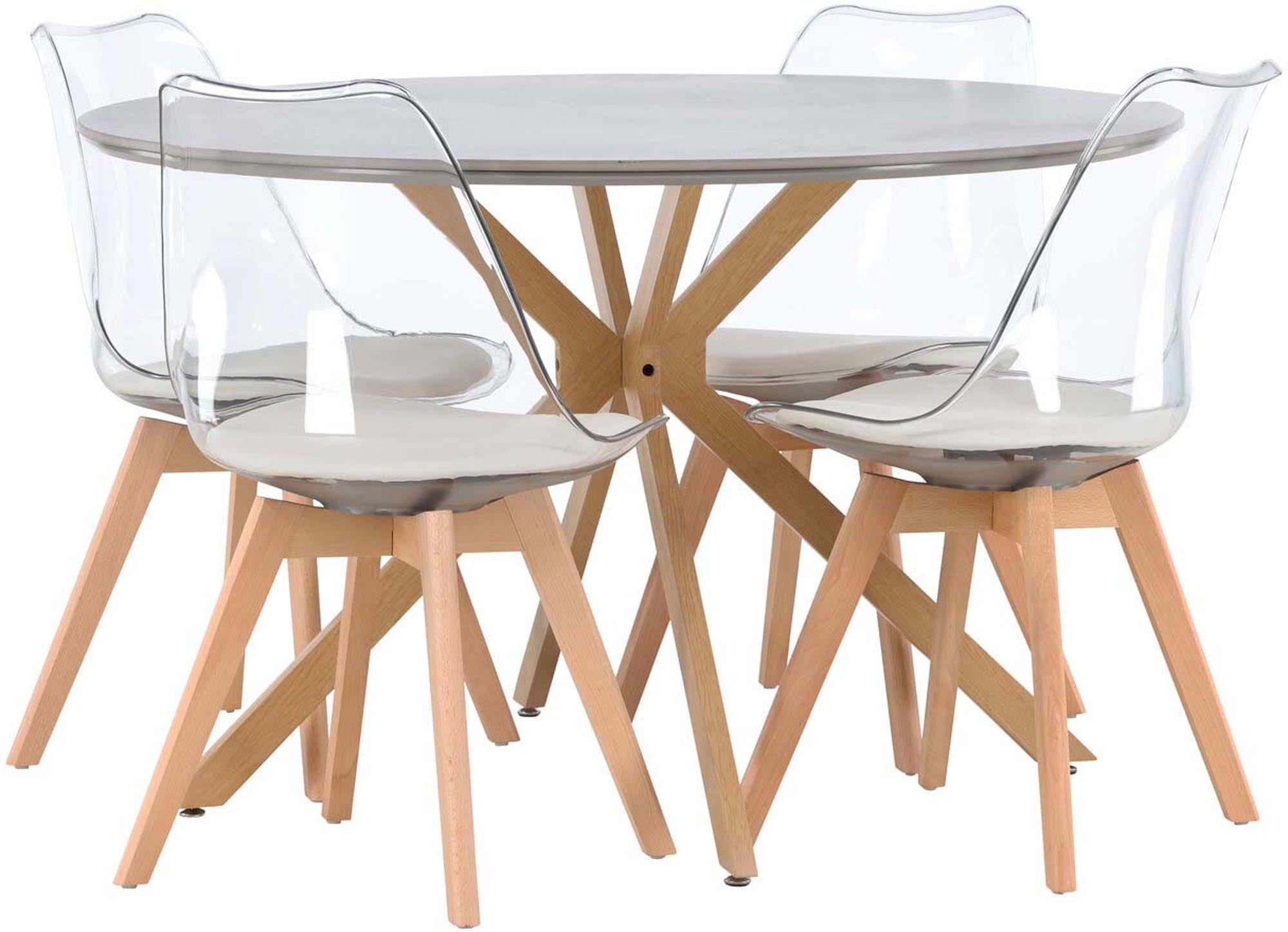 Modernes Esszimmerset für 4, ideal für stilvolle Wohnräume.