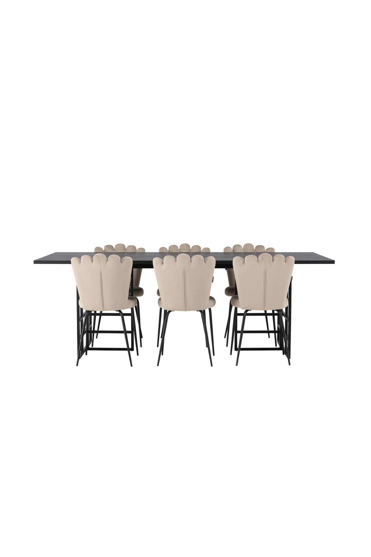 Ystad Esszimmerset + Limhamn 220cm/6St. in Schwarz / Beige präsentiert im Onlineshop von KAQTU Design AG. Esszimmerset ist von Venture Home