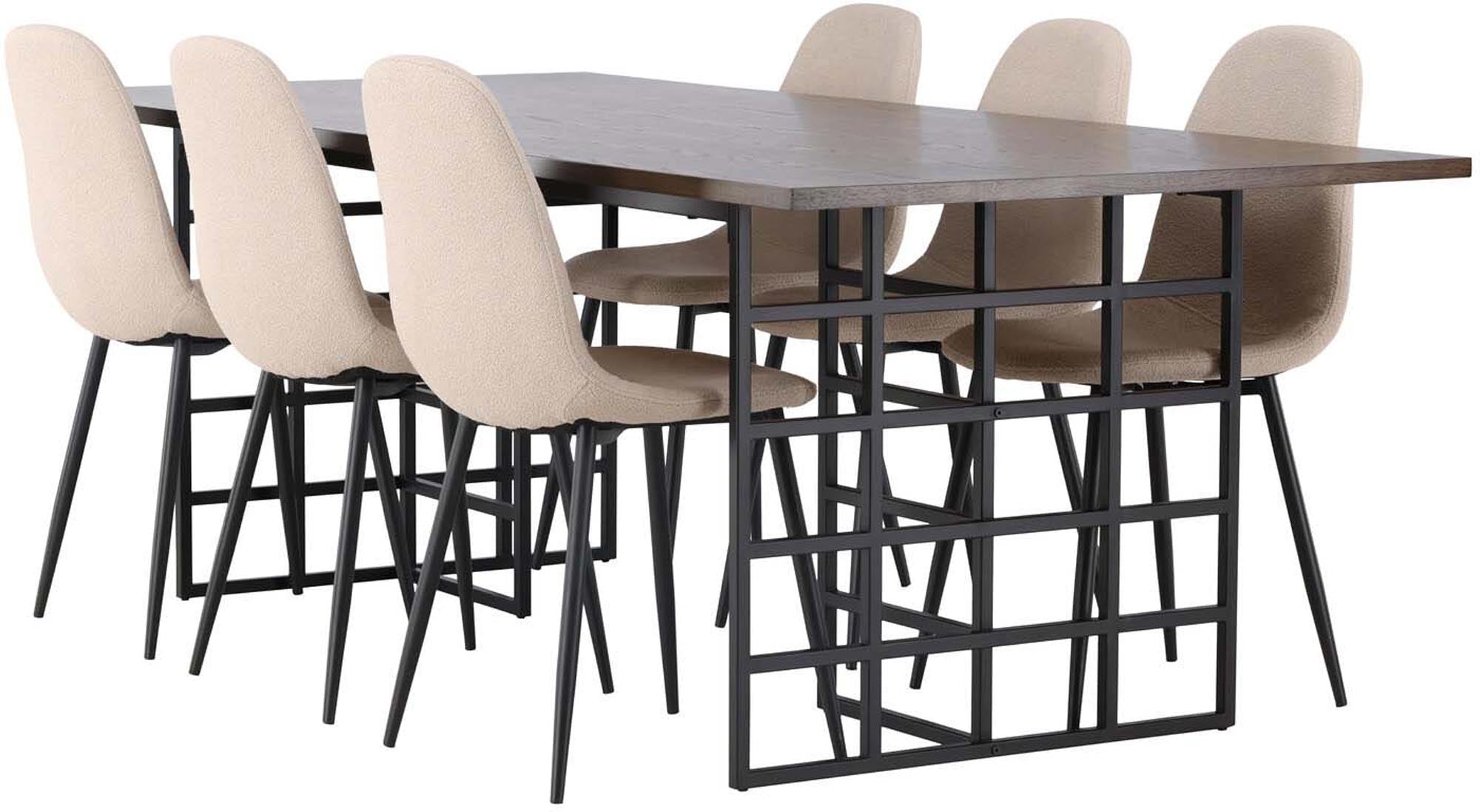 Modernes Ystad Esszimmerset mit 6 Polar Stühlen, 220cm, von Venture Home.