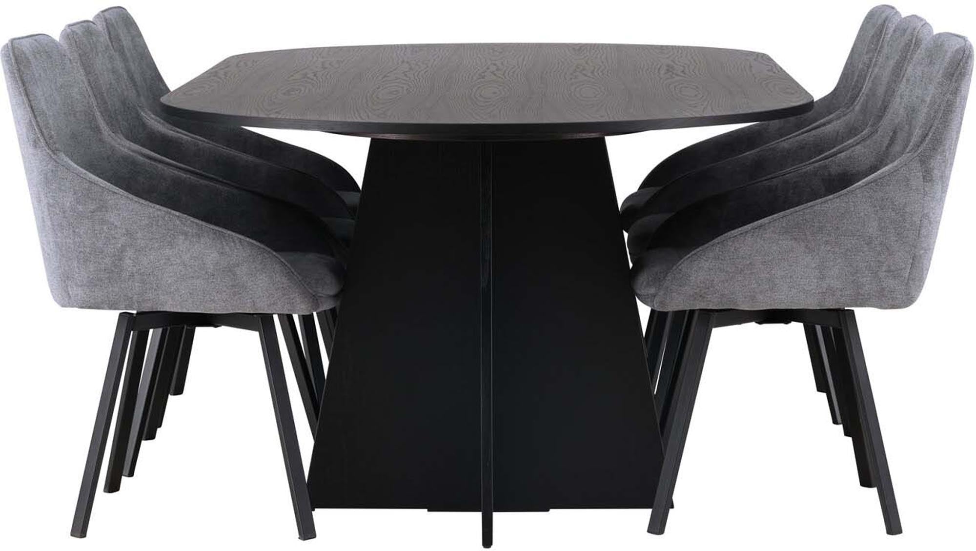 Elegantes Bootcut Esszimmerset mit großzügigem 230 cm Tisch und 6 komfortablen Rosie Stühlen für stilvolle Esszimmermomente.