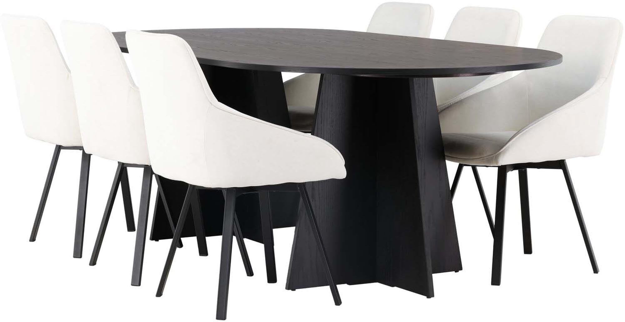 Modernes Bootcut Esszimmerset mit Rosie Tisch, 230cm, 6 Stühle.