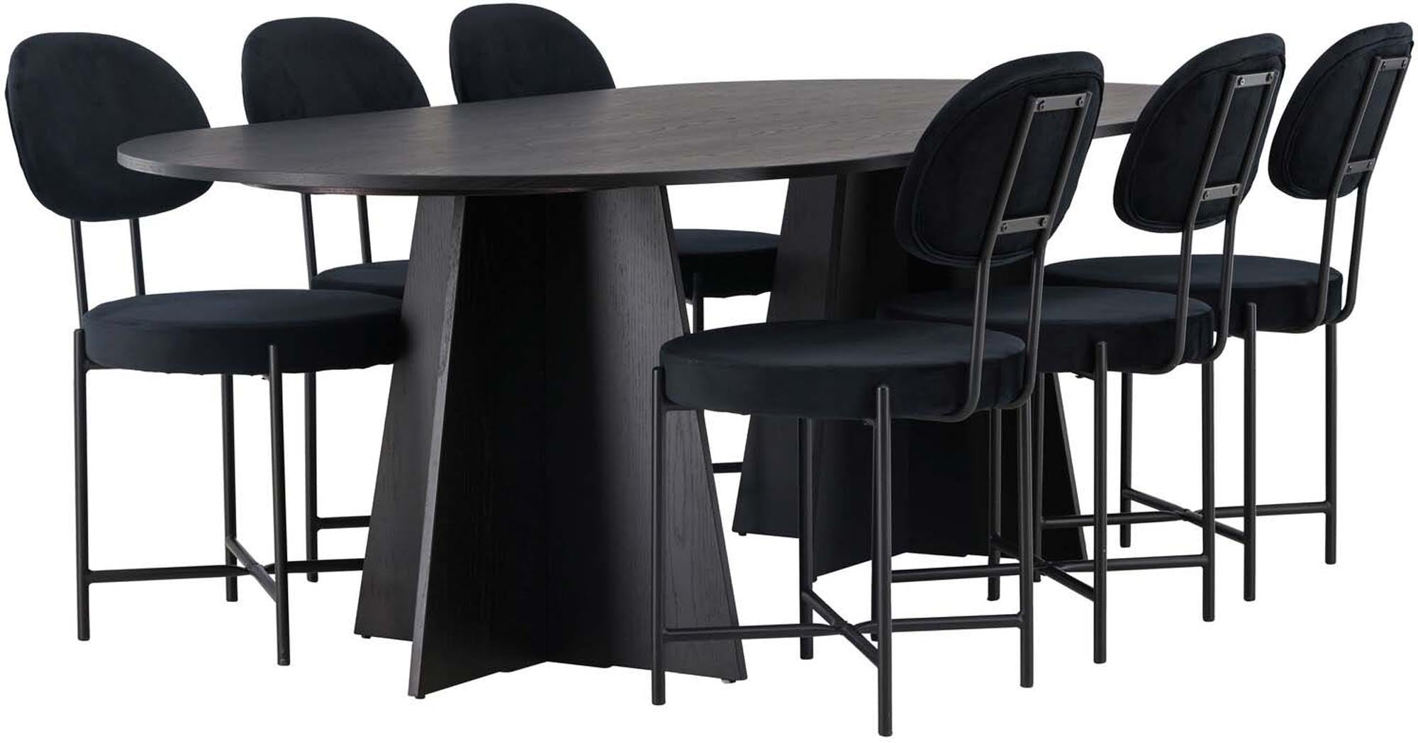 Elegantes Bootcut Esszimmerset 230cm mit 6 komfortablen Stühlen von Venture Home. Ideal für gesellige Runden und stilvolle Anlässe.