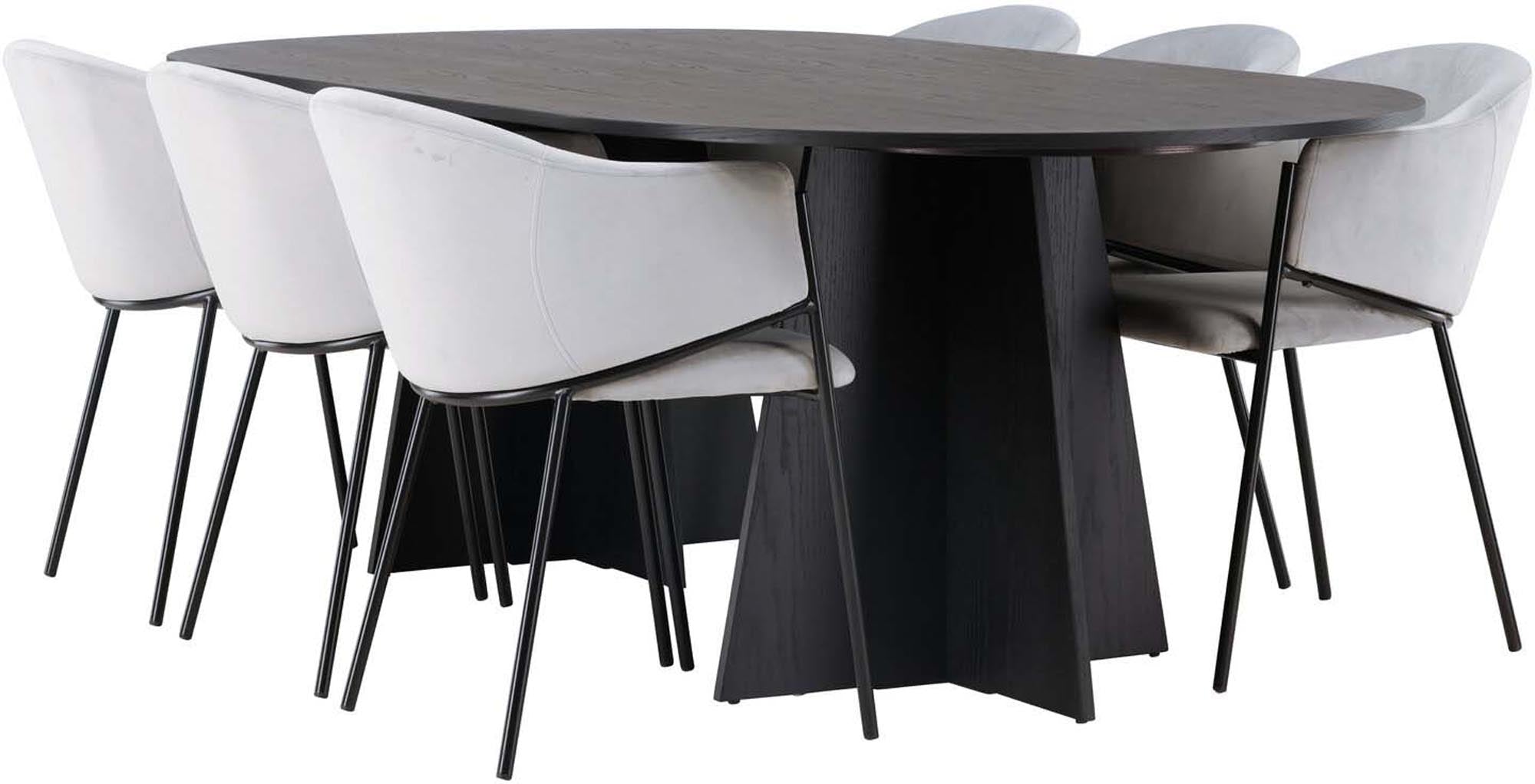 Stilvolles Bootcut Esszimmerset mit Evelina Tisch, 230cm, 6 Stühle.