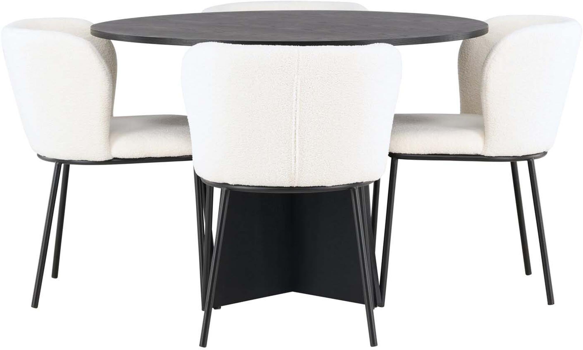 Entdecken Sie das Bootcut Esszimmerset + Edina von Venture Home. Stilvoller Tisch und luxuriöse Stühle für Ihr modernes Esszimmer.