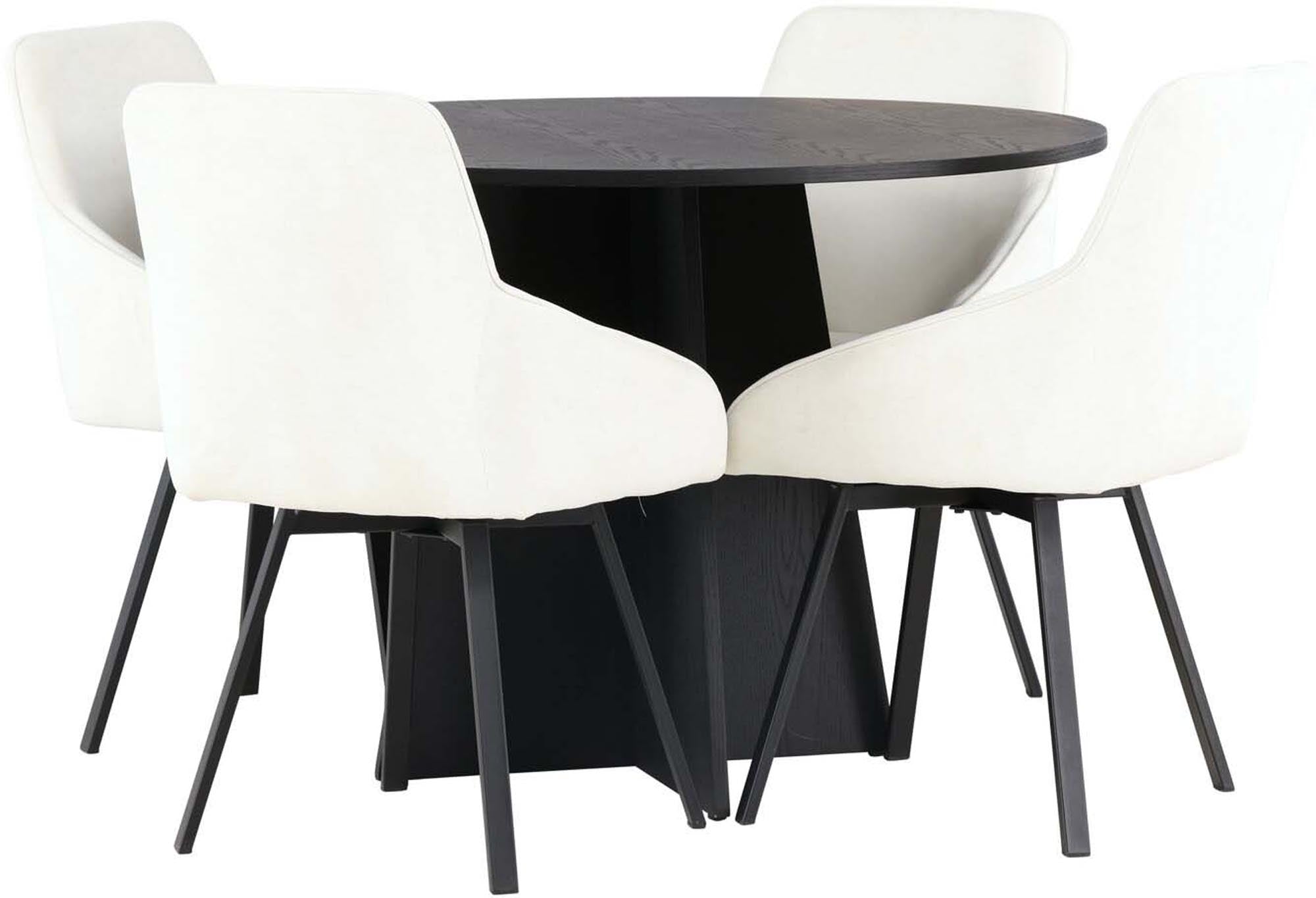 Stilvolles Bootcut Esszimmerset + Rosie, Ø110cm, 4 Stühle. Hochwertige Materialien und elegantes Design für Ihr Esszimmer.