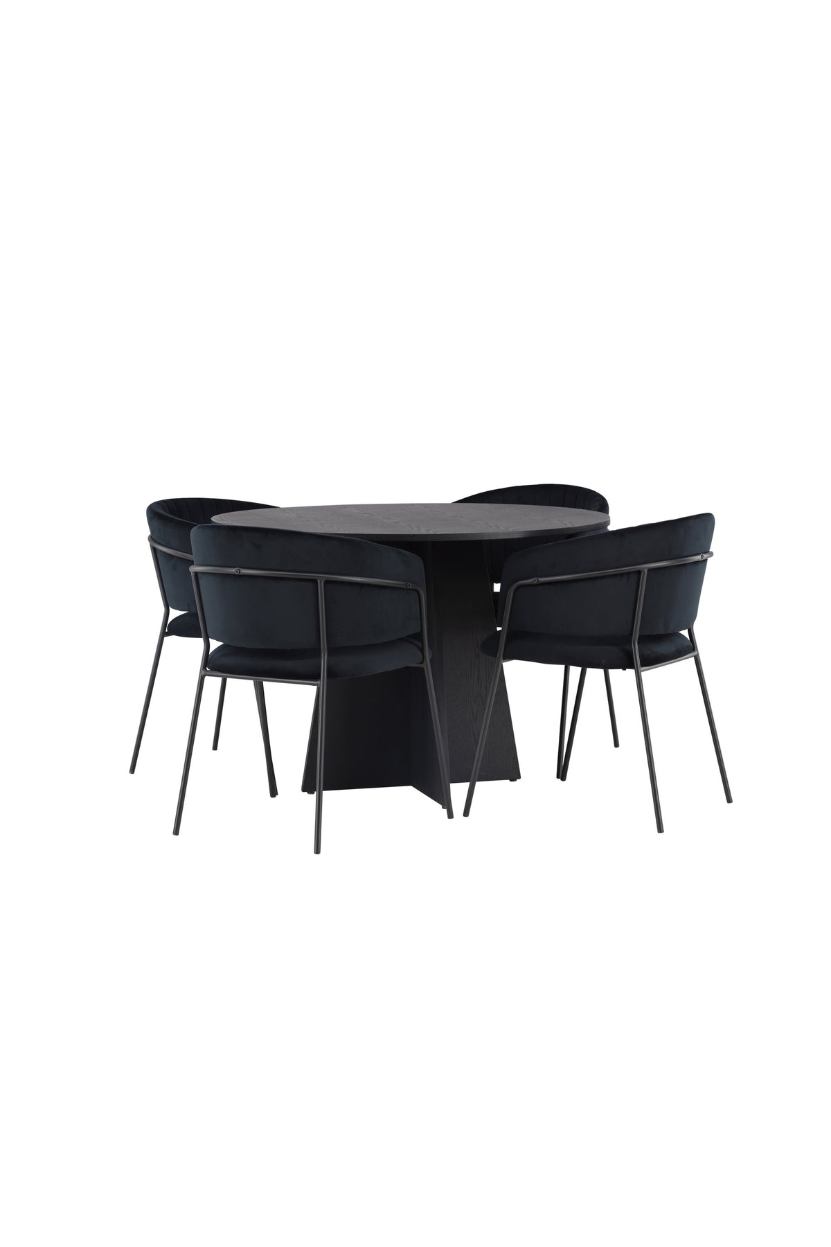 Bootcut Esszimmerset + Selma ⌀110cm/4St. in Schwarz präsentiert im Onlineshop von KAQTU Design AG. Esszimmerset ist von Venture Home