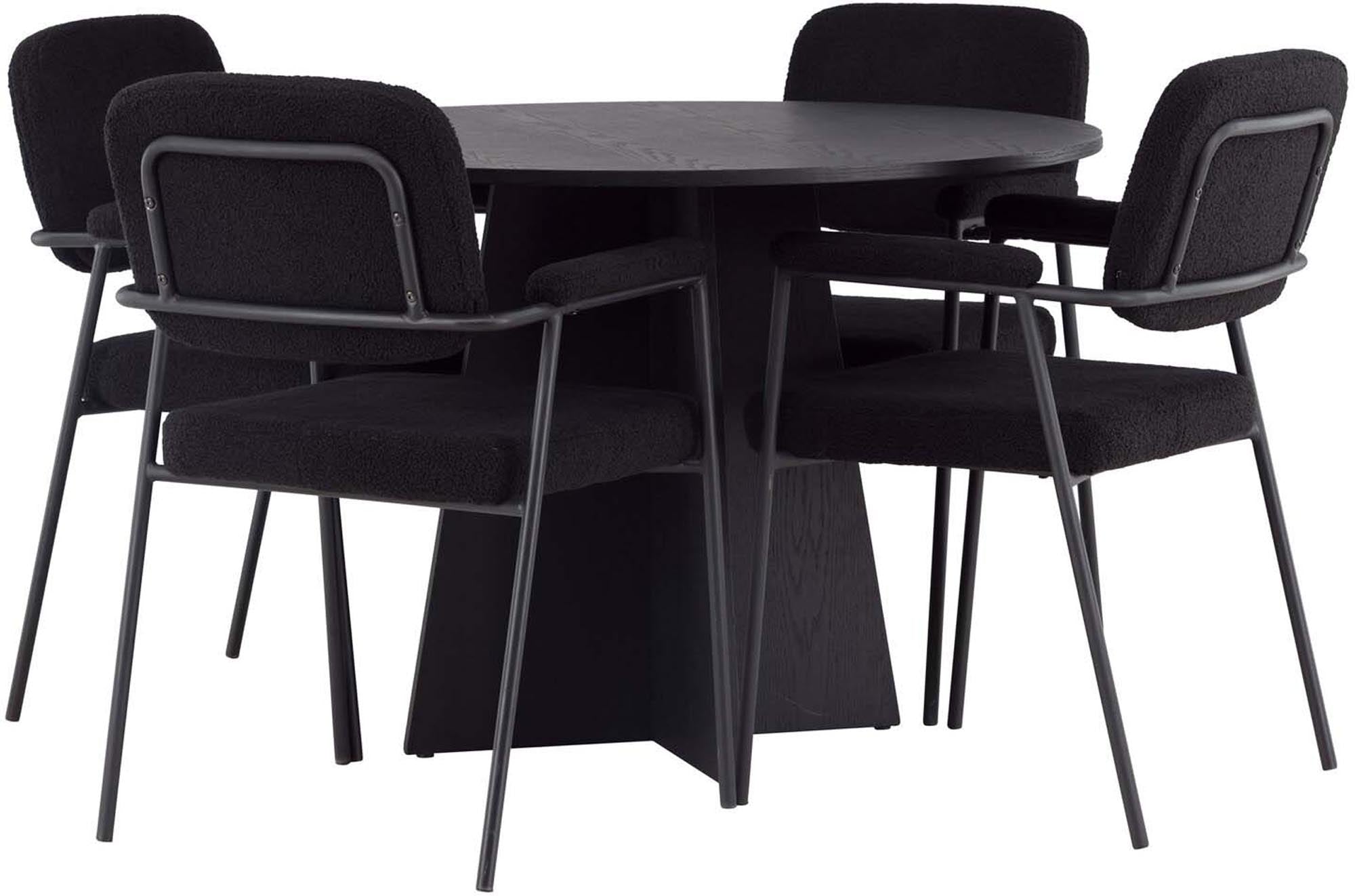 Elegantes Esszimmerset Bootcut mit rundem Tisch und 4 Stühlen.