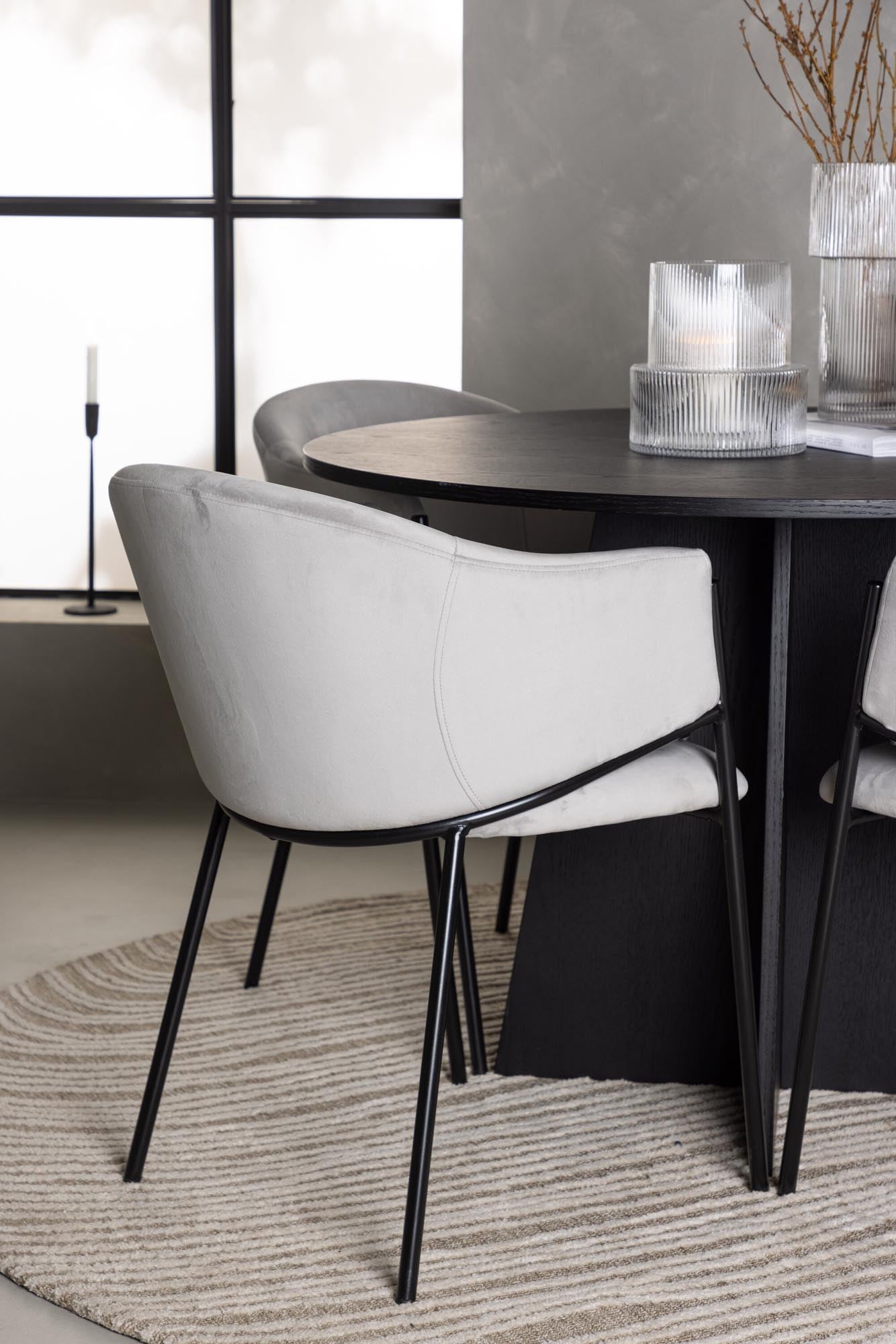 Modernes Esszimmerset Bootcut + Evelina, 4 Stühle, 110cm Tisch.