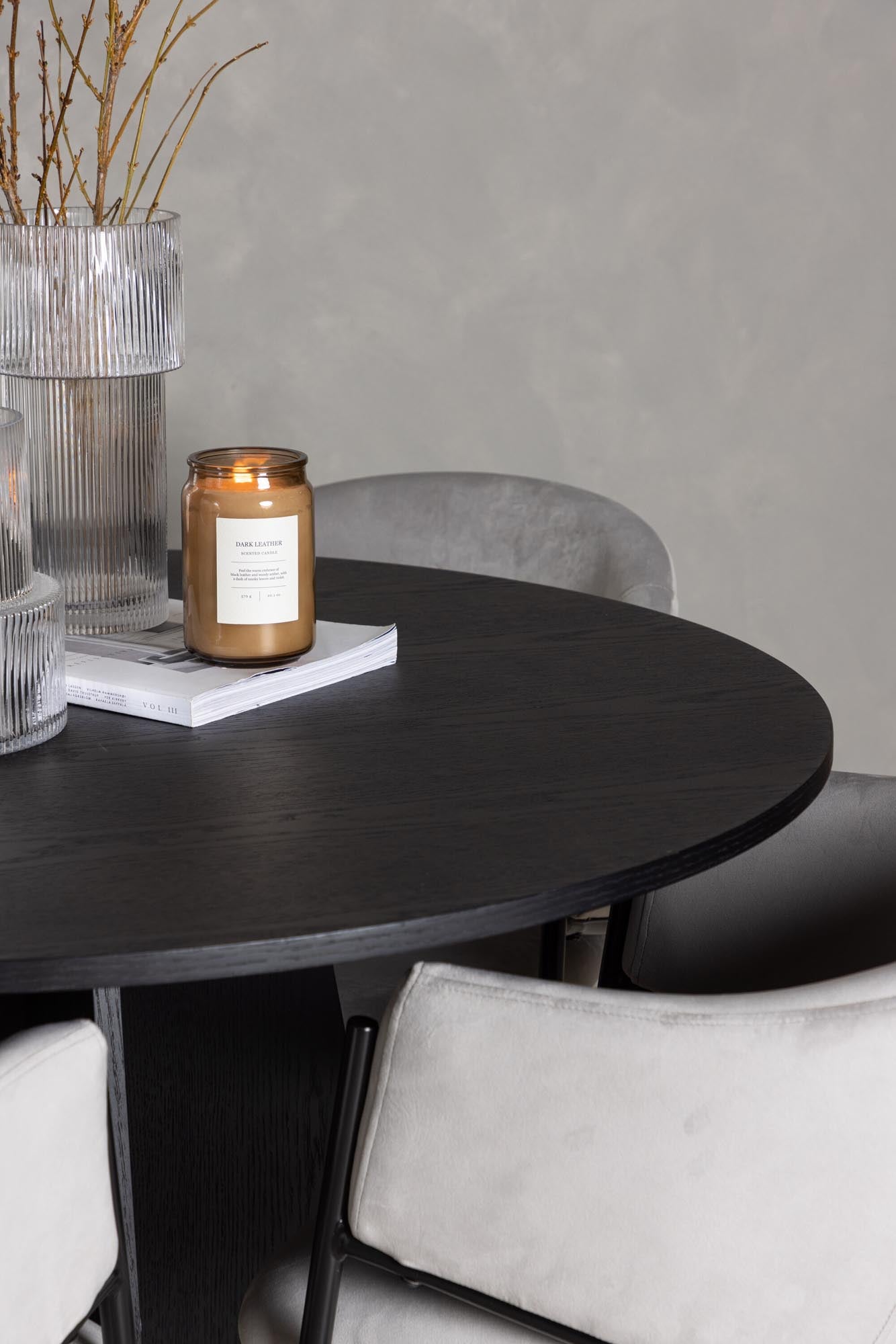 Elegantes Esszimmerset Bootcut + Evelina, 110cm Tisch, 4 Stühle.