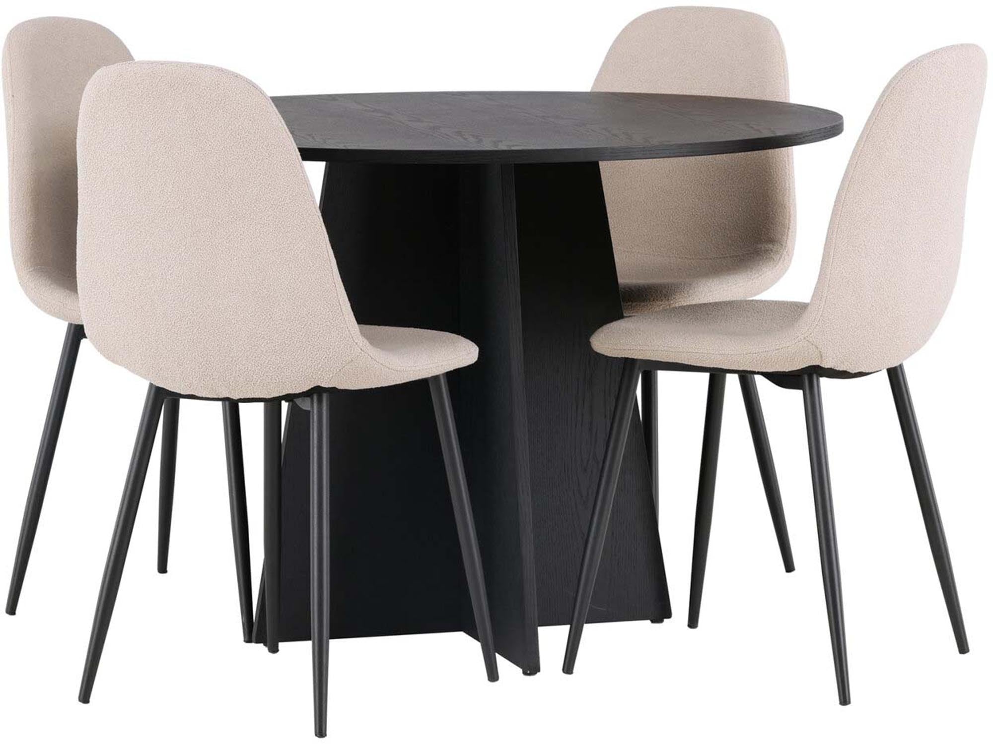 Venture Home Esszimmerset: Bootcut Tisch & 4 Polar Stühle, modern.