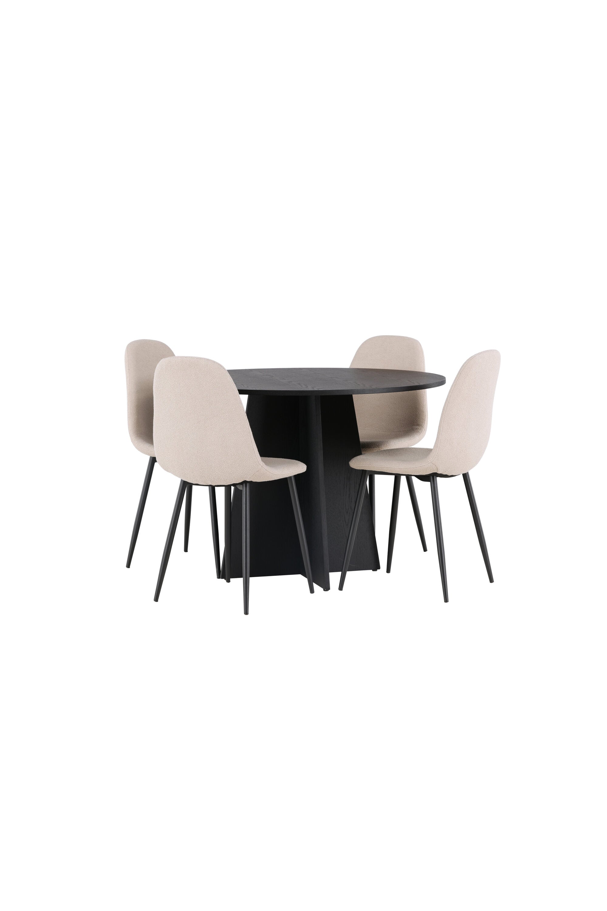 Bootcut Esszimmerset + Polar ⌀110cm/4St. in Beige dunkel / Schwarz präsentiert im Onlineshop von KAQTU Design AG. Esszimmerset ist von Venture Home