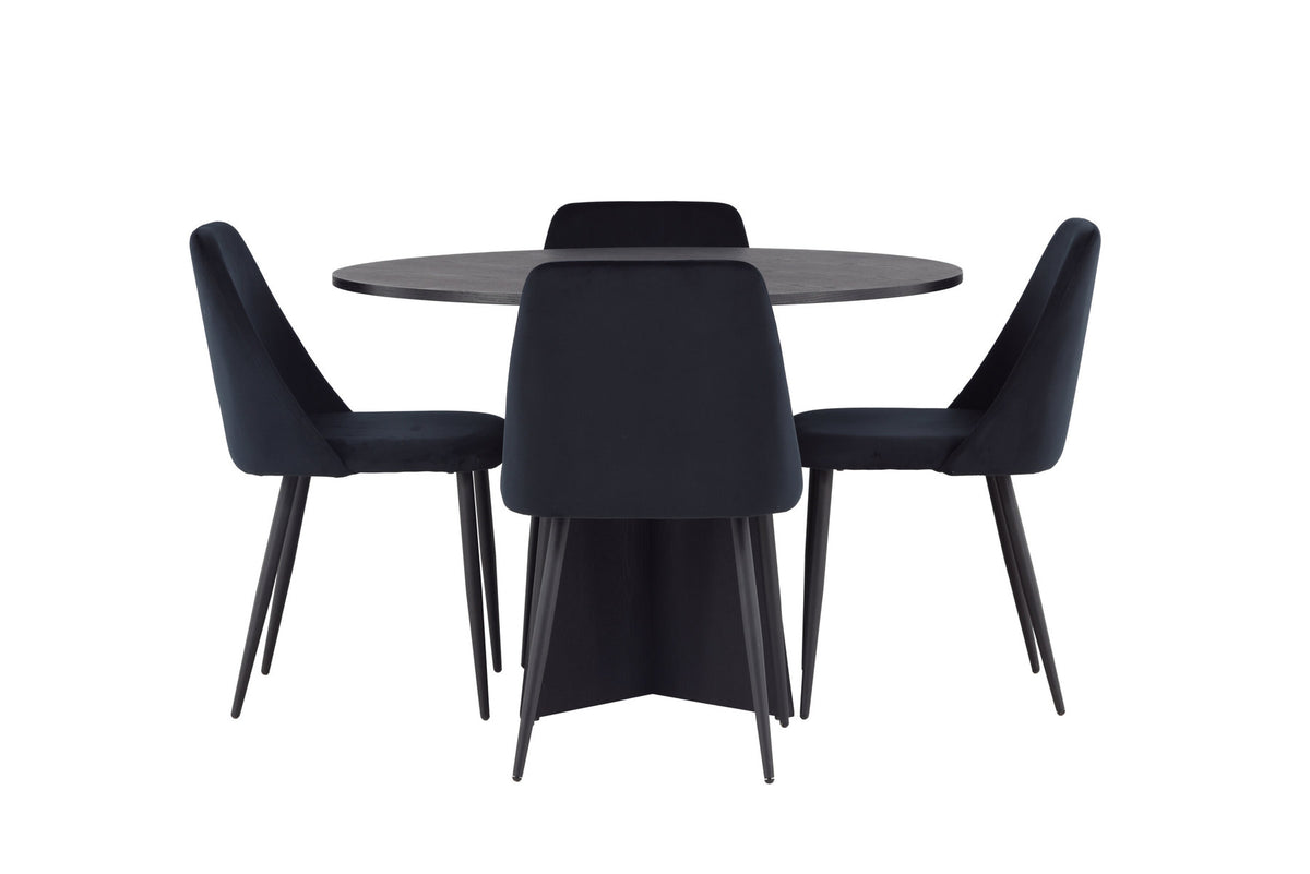 Bootcut Esszimmerset + Night ⌀110cm/4St. in Schwarz präsentiert im Onlineshop von KAQTU Design AG. Esszimmerset ist von Venture Home